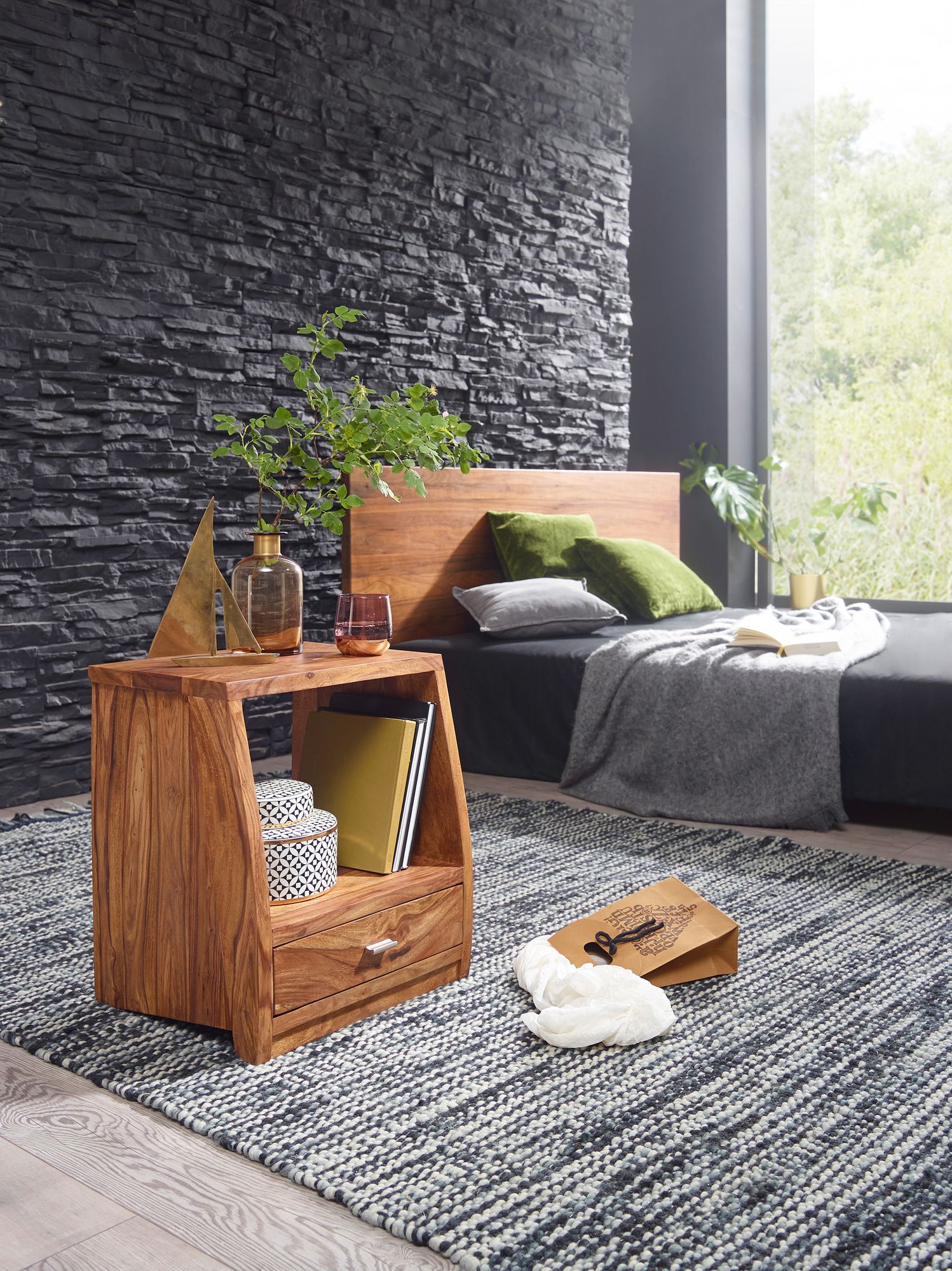 Nachttisch Aalvik Massivholz Dunkelbraun 45 × 40 × 53 cm