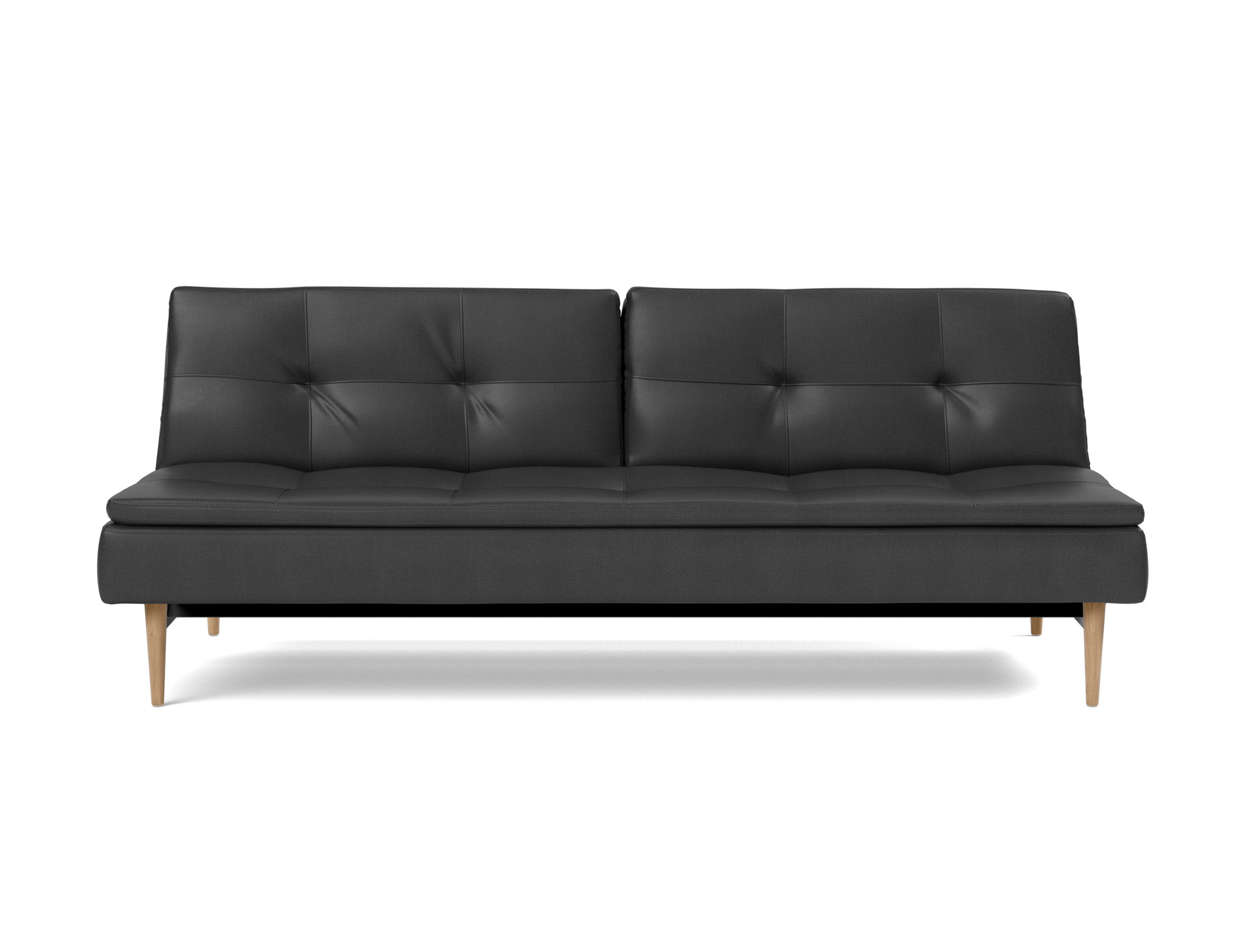Schlafsofa Dublexo Lederoptik Faunal 550-Black Beine Styletto Eiche hell