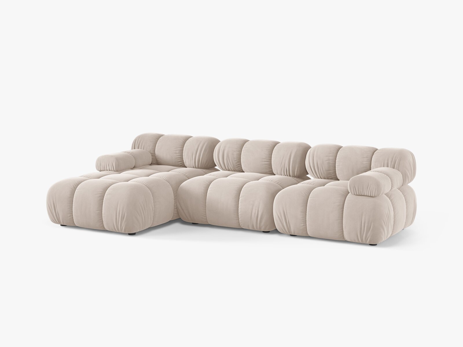 Micadoni Modulares Ecksofa Bellis 4-Sitzer Links Samt Venus Helles Beige