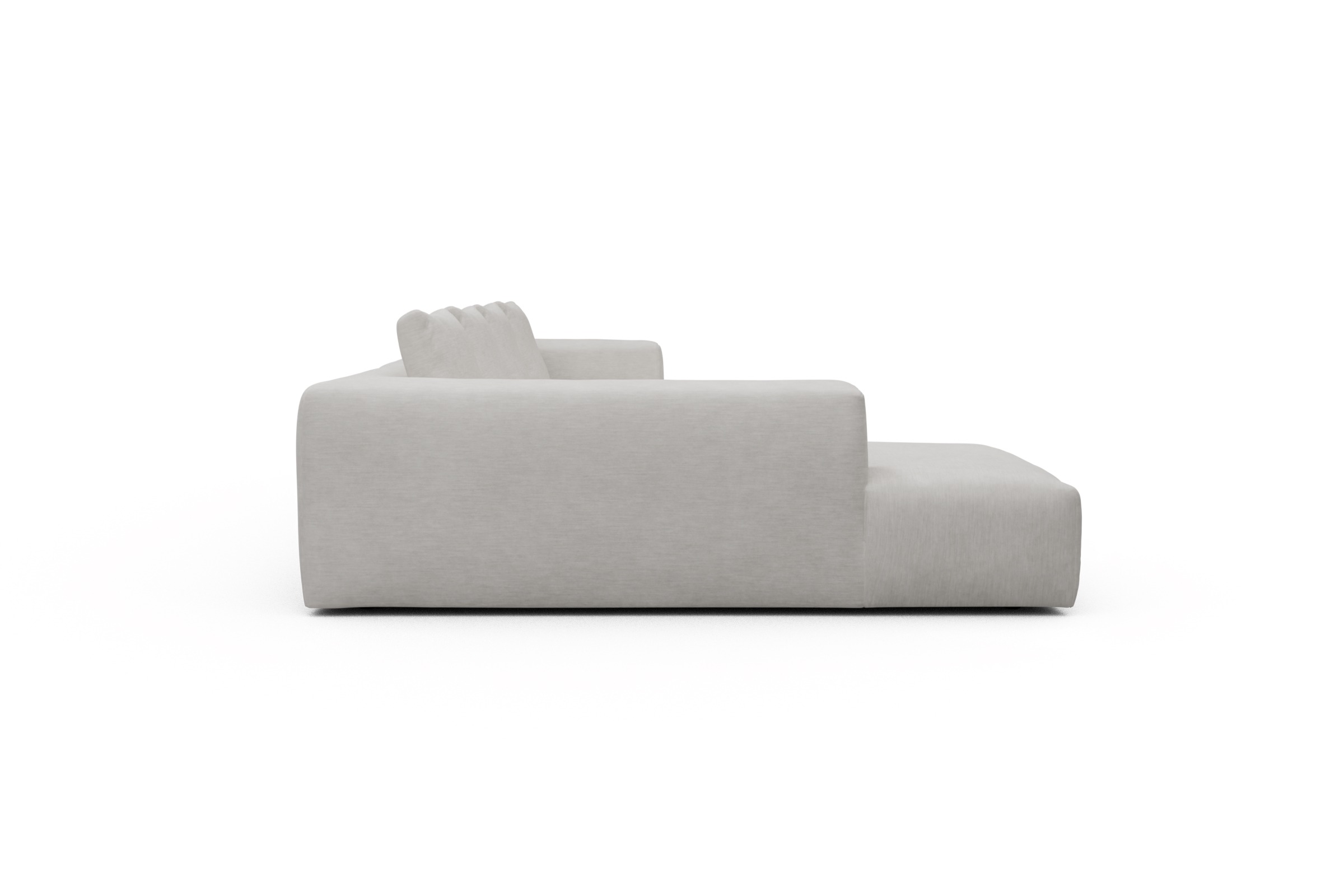 Wohnlandschaft Fred Relax-Ecke links mit 2-Sitzer und Chaiselongue rechts Vivus-Dusty-Off-White