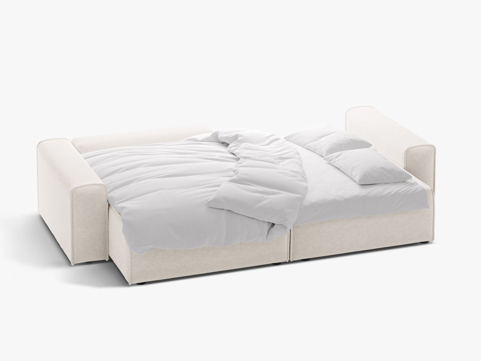 Micadoni Ecksofa Victor 3-Sitzer mit Schlaffunktion Links Strukturierter Stoff Helles Beige