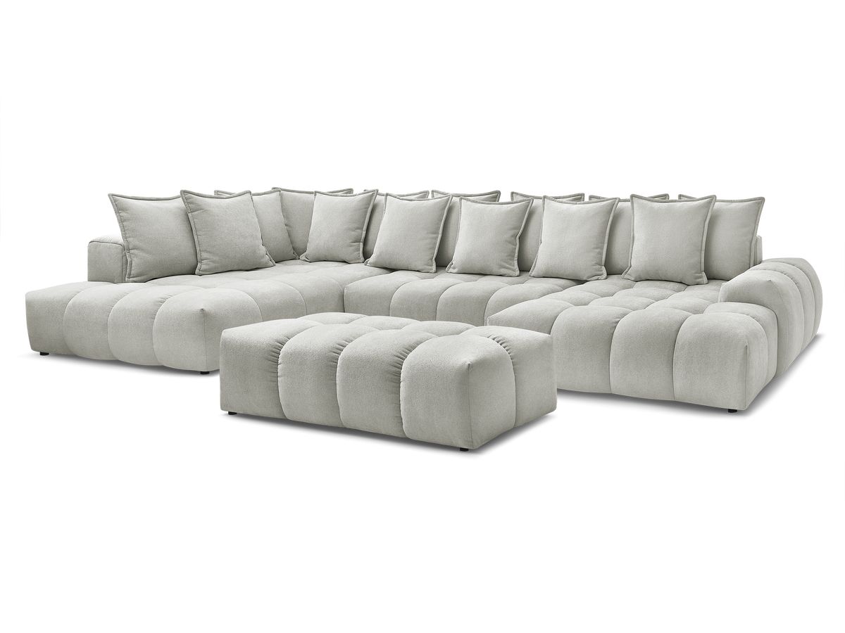 Bobochic Everest Wohnlandschaft mit Pouf, 14 Kissen Strukturstoff Hellgrau Ecke rechts