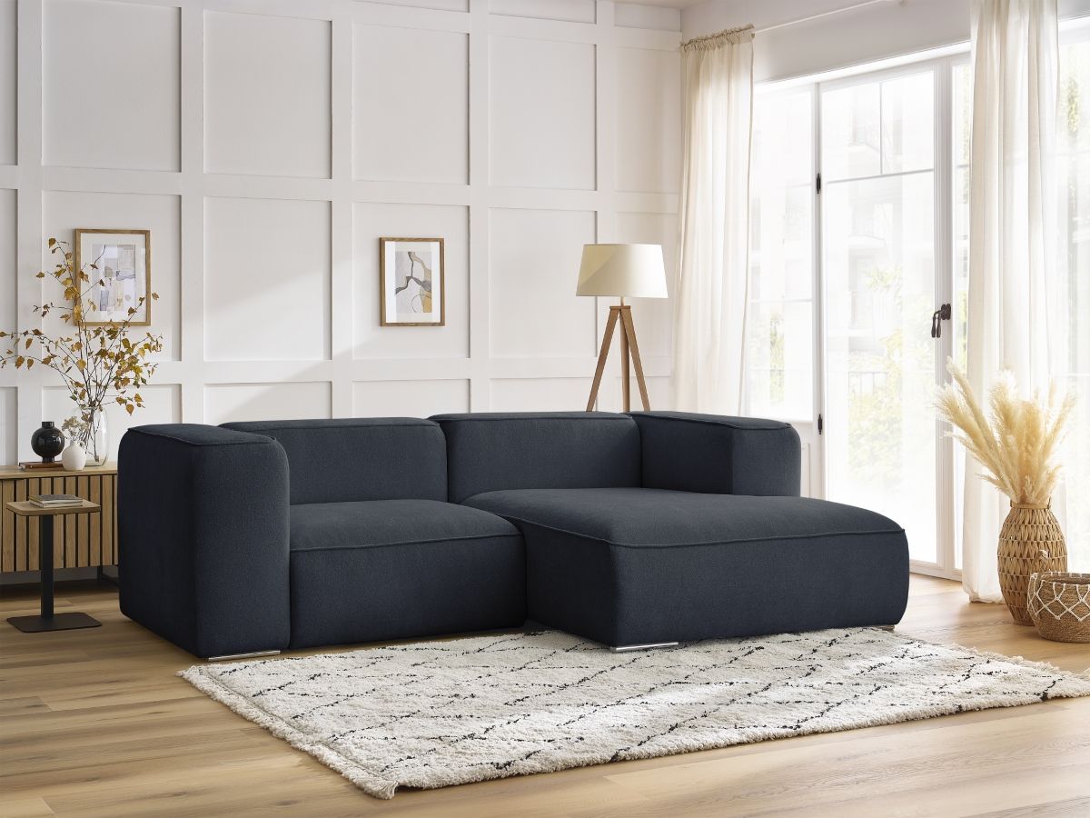 Bobochic Zephyr Ecksofa 260 × 165 cm Strukturstoff Dunkelblau Ecke rechts