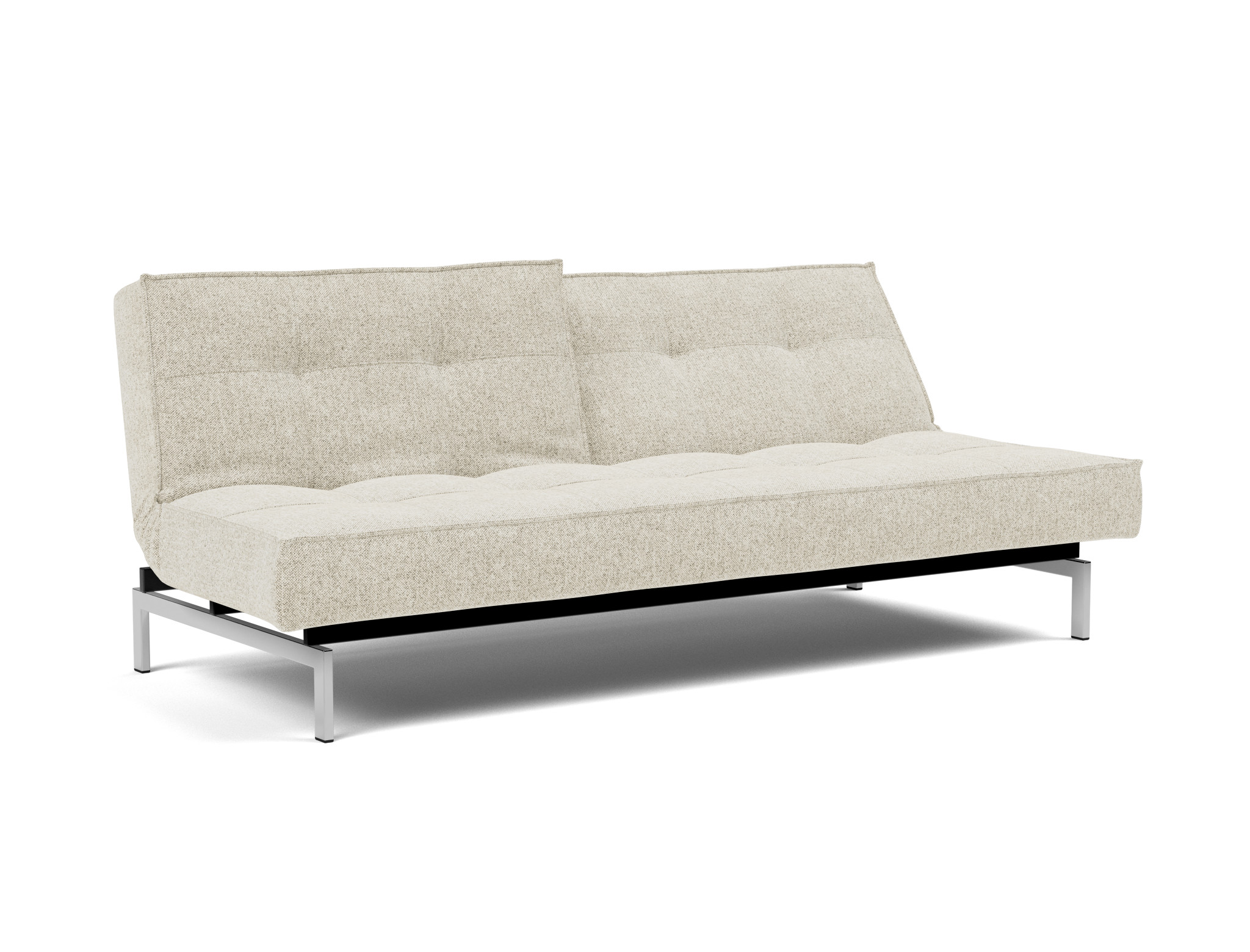 Schlafsofa Splitback Strukturierter Stoff Taura 357-Off-White Beine Chrom