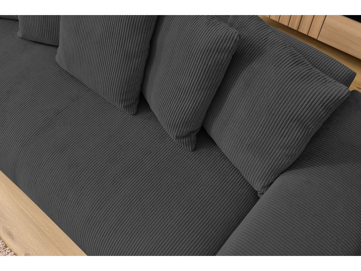 Bobochic Voltaire Sofa 3-Sitzer 280 × 124 cm Cordsamt Dunkelgrau