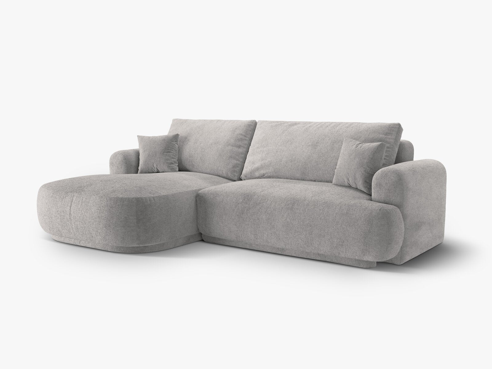 Micadoni Ella Ecksofa mit Bettfunktion und Stauraum Links Strukturierter Stoff Sorella Warmes Grau