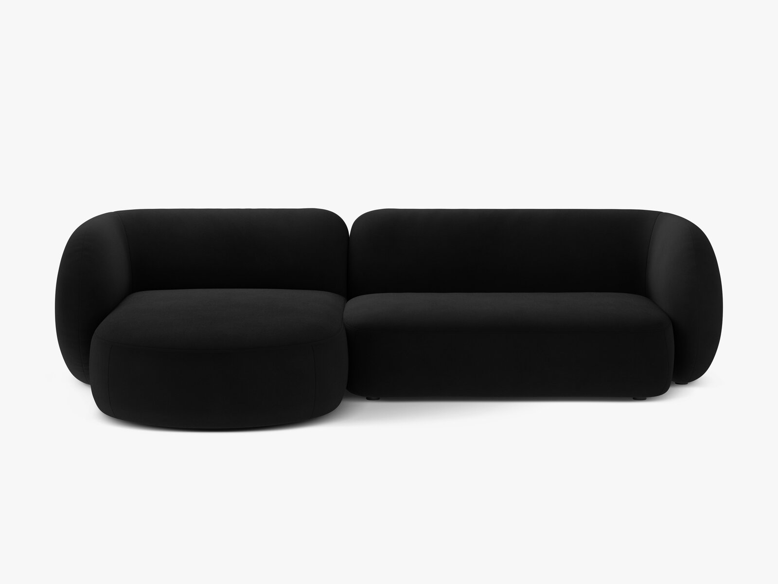 Micadoni Ecksofa Kate 3-Sitzer Links Samt Salvador Schwarz