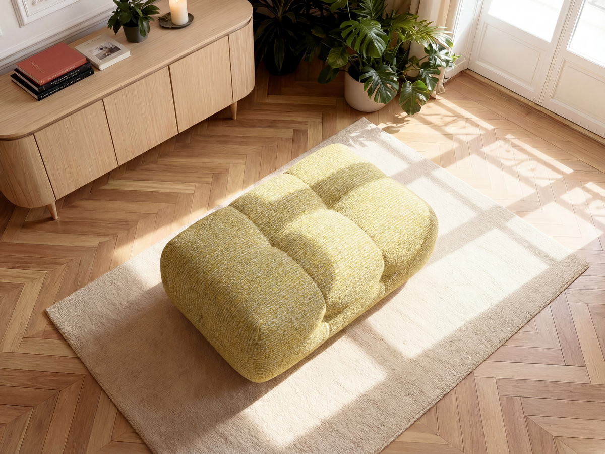 Bobochic Laura Pouf 98 × 62 cm Melange-Stoff Gelb