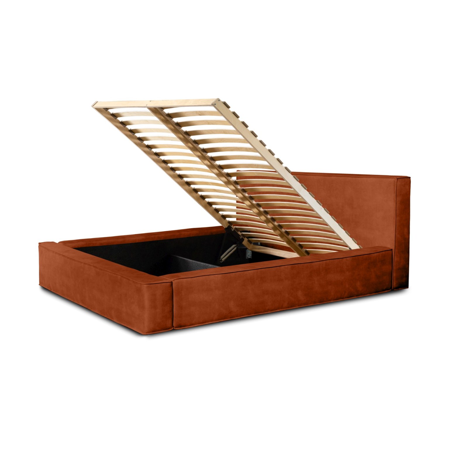 Polsterbett Delano Samtstoff 160x200 mit Holzrahmen Macau Brick