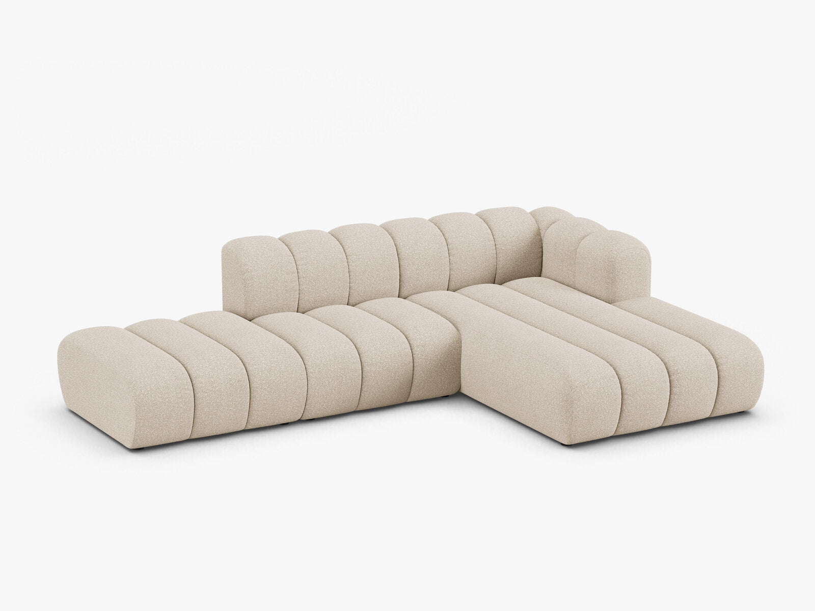 Micadoni Modulares Ecksofa offen Lupine 5-Sitzer Rechts Boucle Baloo Beige
