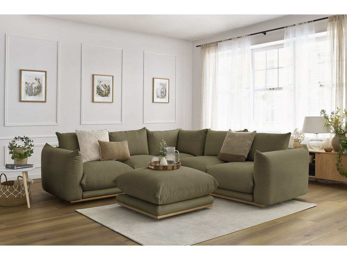 Bobochic Ernest Ecksofa mit Pouf Stoff Grün
