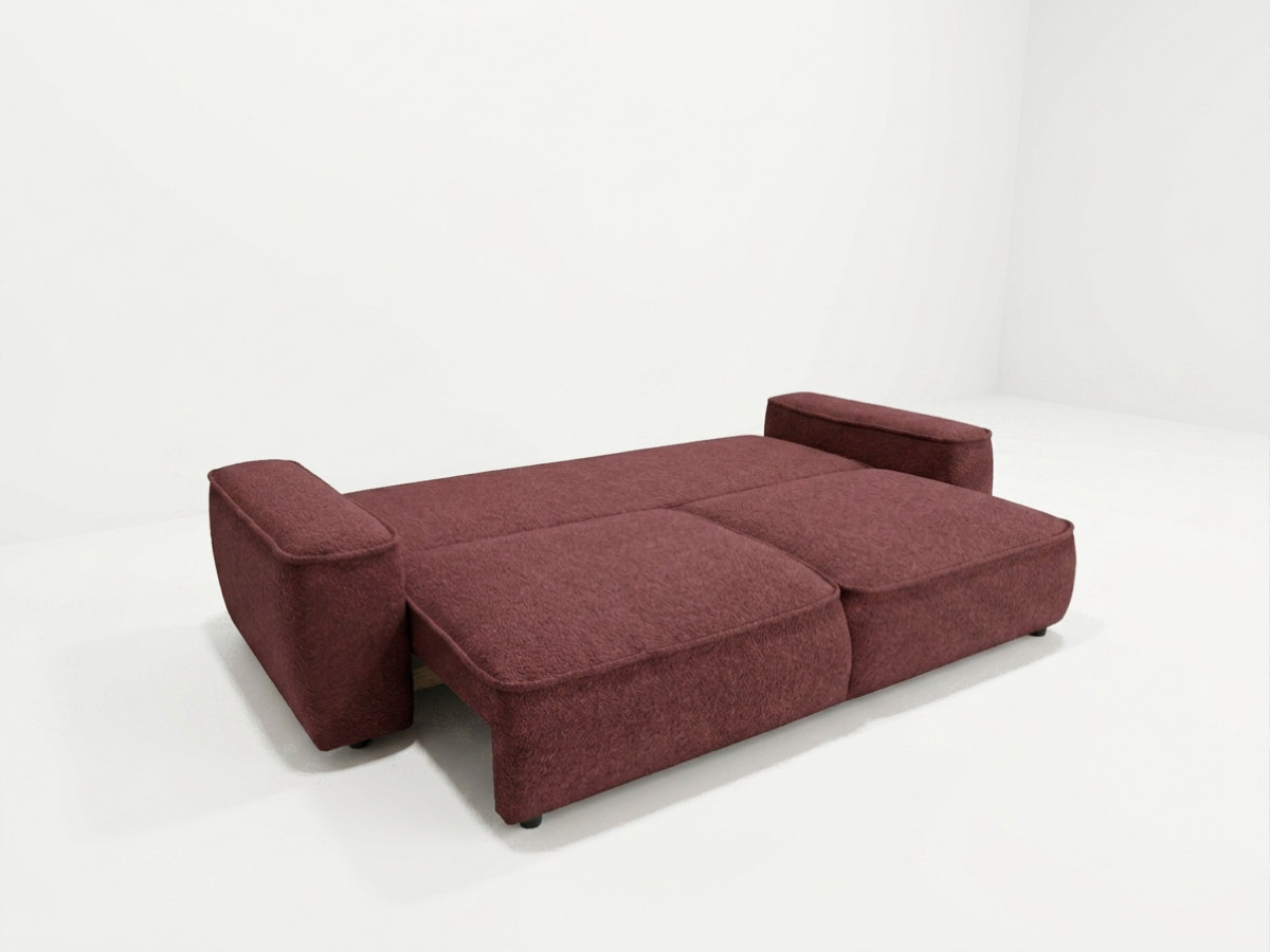 Bobochic Honore Schlafsofa 3-Sitzer mit Bettkasten Chenille Rot