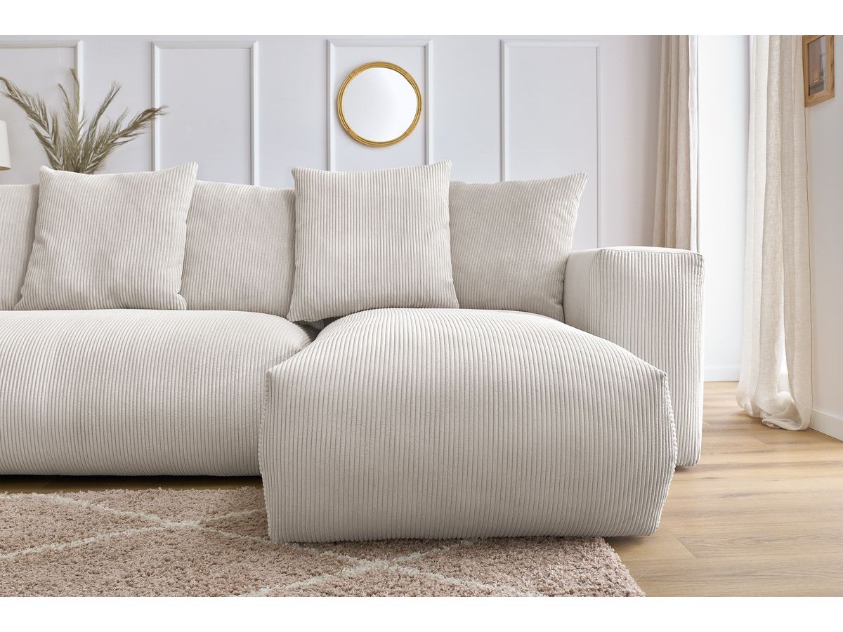 Bobochic Voltaire Wohnlandschaft 356 × 214 cm Cordsamt Beige Ecke rechts