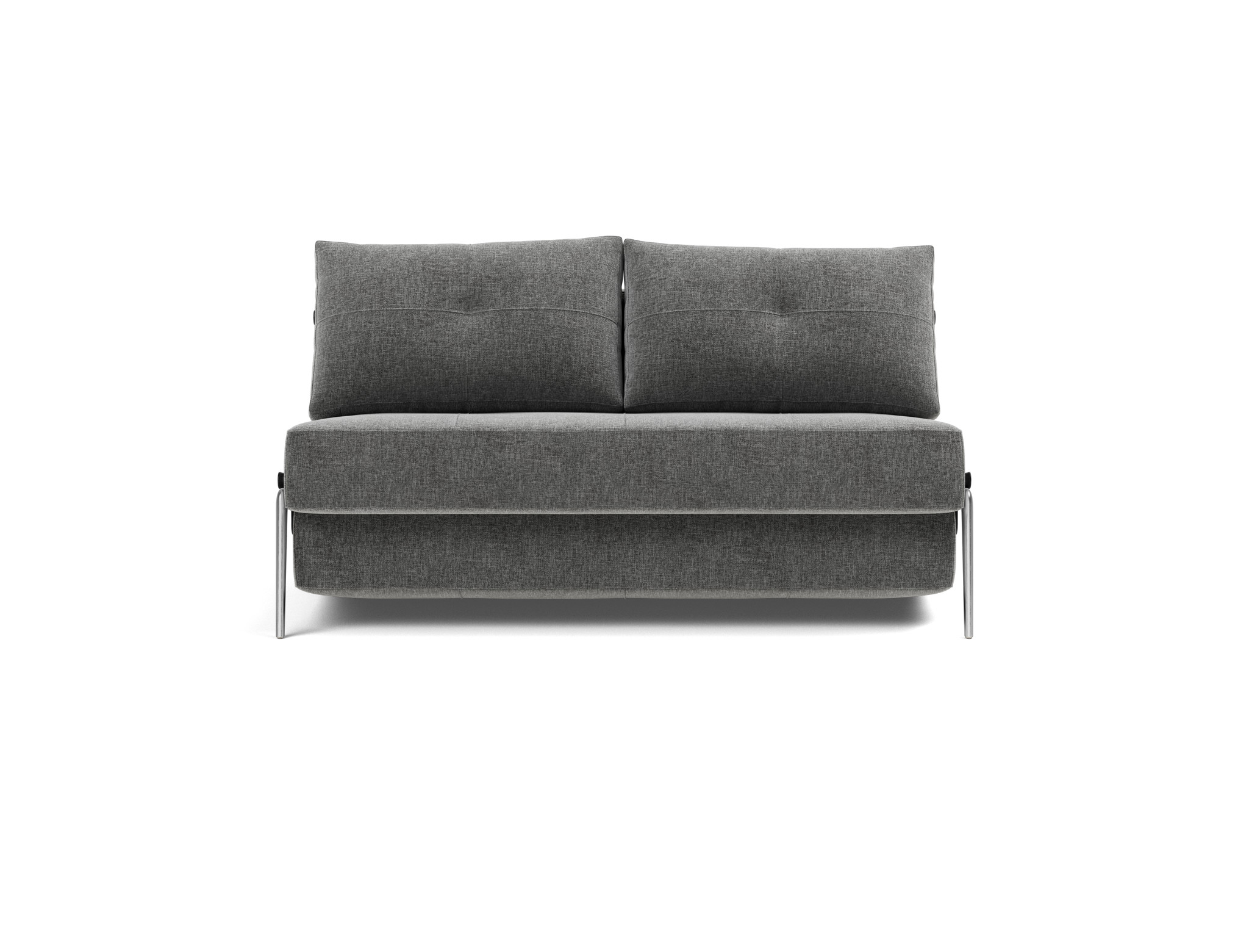 Schlafsofa Cubed 140 Strukturierter Stoff Twist 563-Charcoal Beine Aluminium