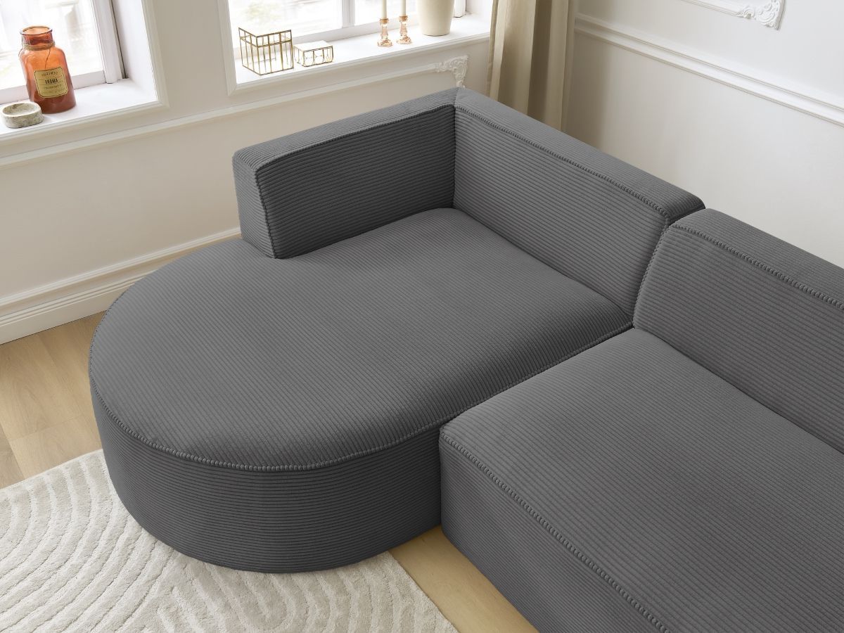 Bobochic Rousseau Ecksofa Cordsamt Dunkelgrau Ecke links