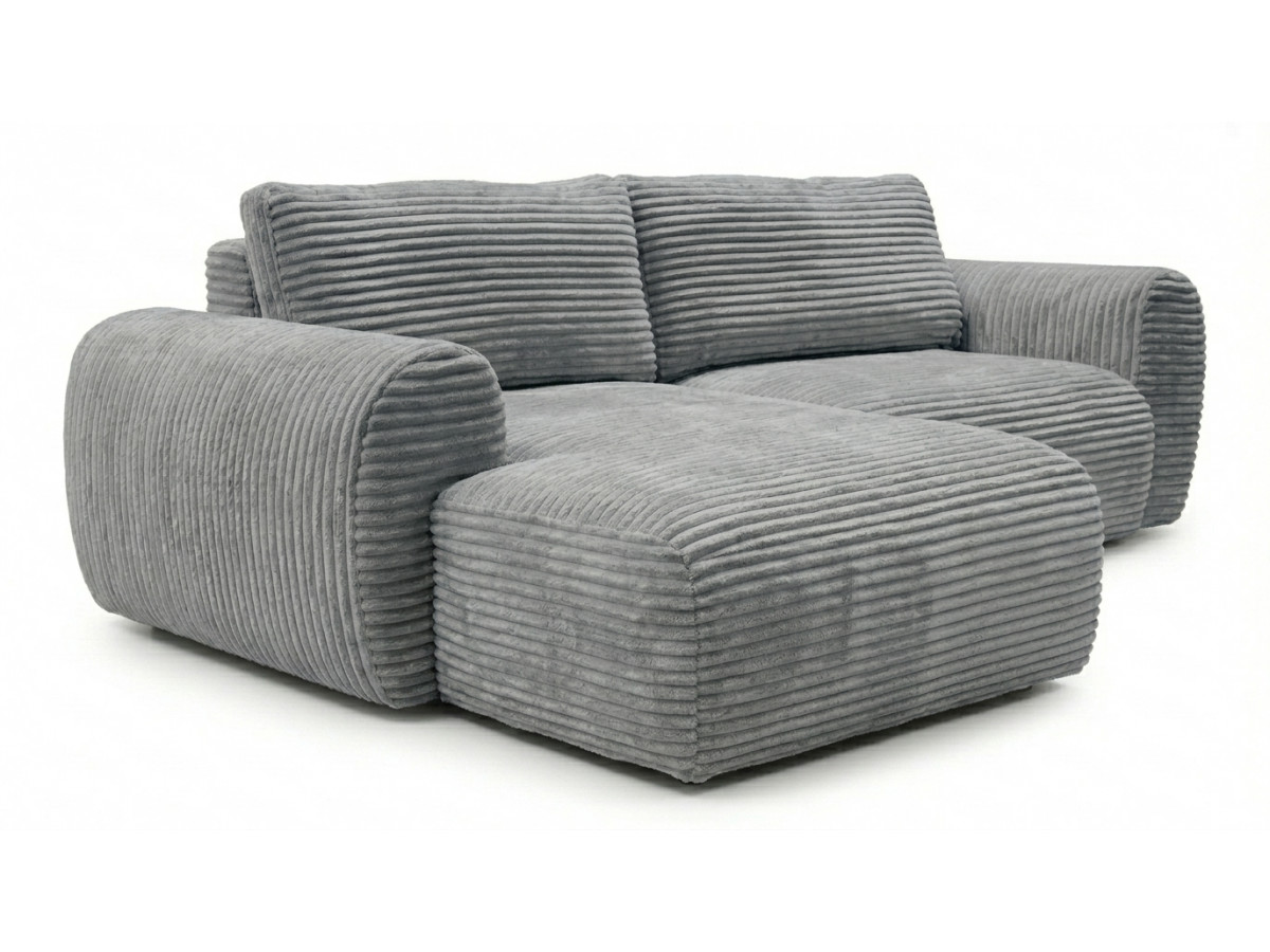 Bobochic Lucien Ecksofa mit Schlaffunktion und Bettkasten Breitcord weich Dunkelgrau Ecke links
