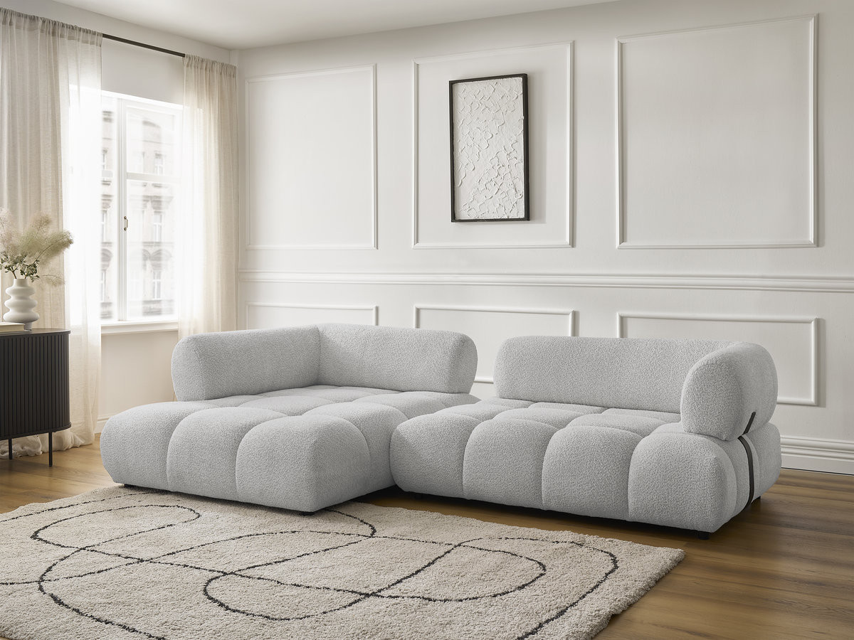 Bobochic Alya Ecksofa Bouclé-Stoff Hellgrau Ecke links