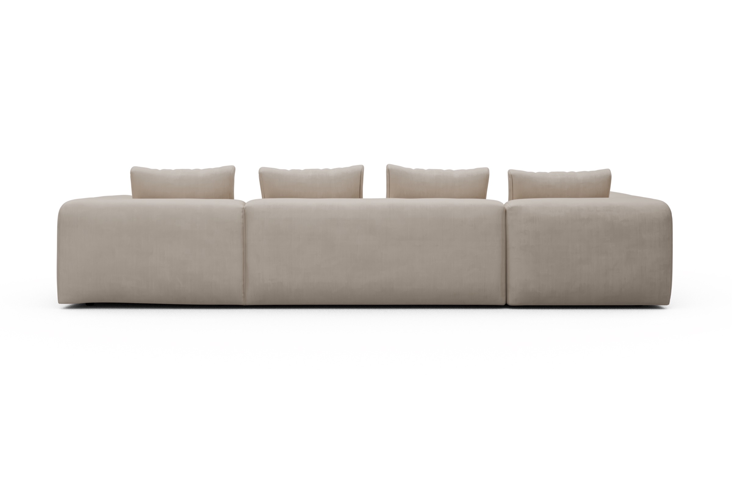 Wohnlandschaft Fred Chaiselongue rechts mit 2-Sitzer und lange Armlehne links Cordufine-Off-White