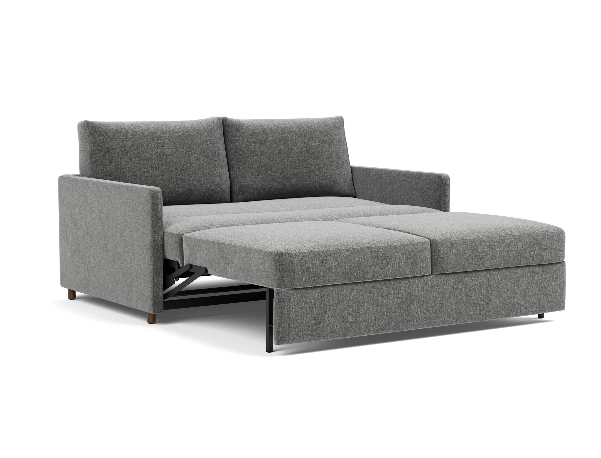 Schlafsofa Neah mit Slim-Armlehnen 160 Strukturierter Stoff Twist 563-Charcoal