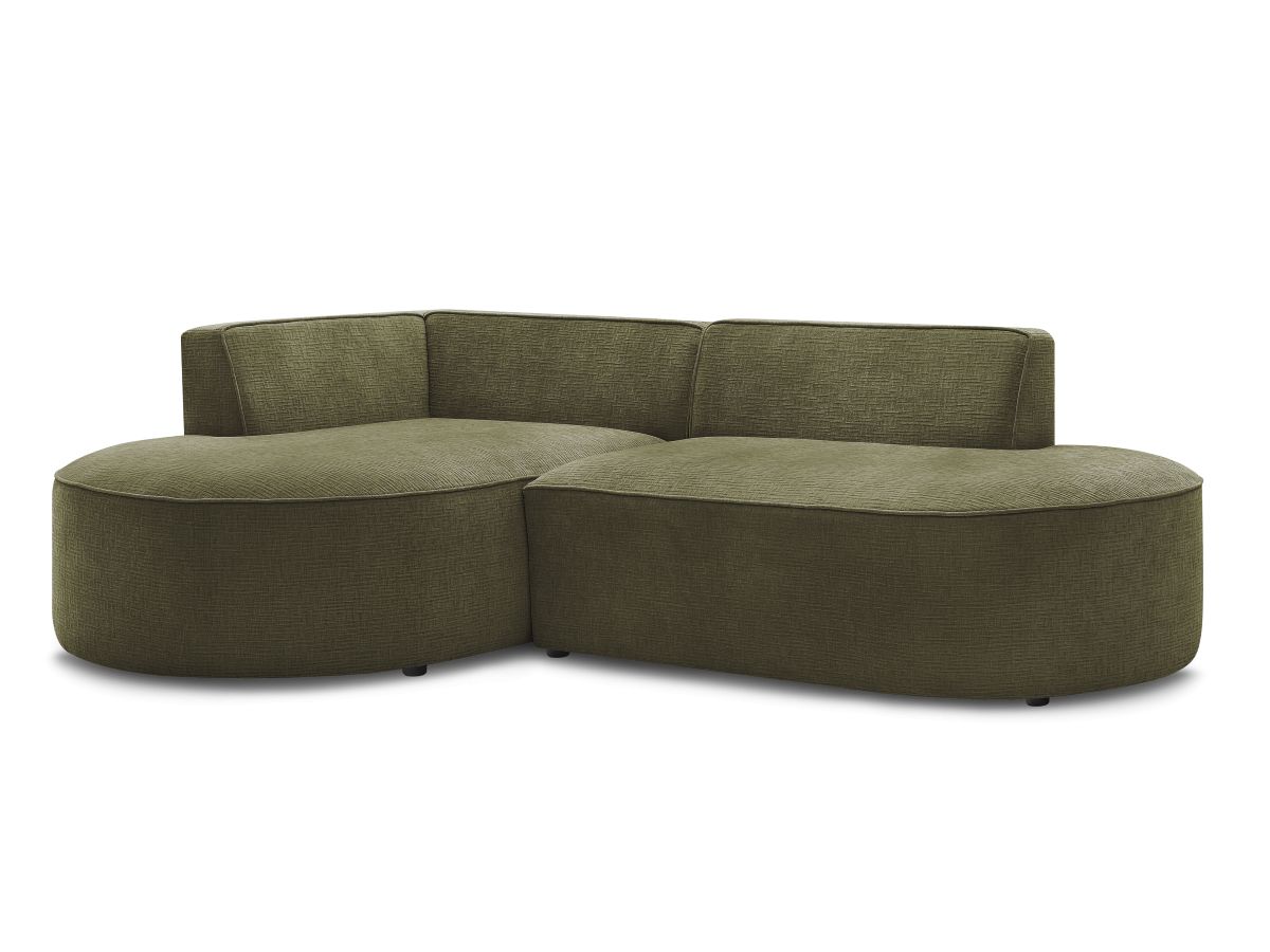 Bobochic Rousseau Ecksofa Strukturstoff Grün Ecke links