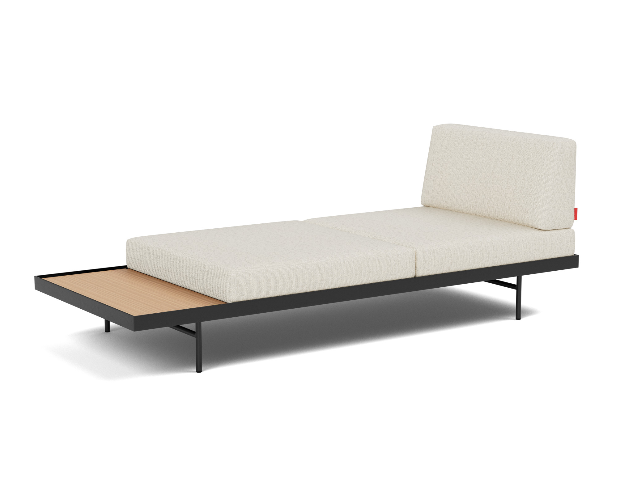 Tagesbett Puri Boucle Skandi 531-Off-White Beine mit Eichentisch