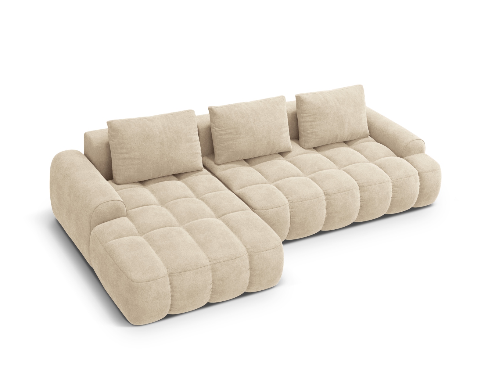 Cosmopolitan Design Ecksofa Linz 3-Sitzer mit Schlaffunktion Samt Vogue Helles Beige Links