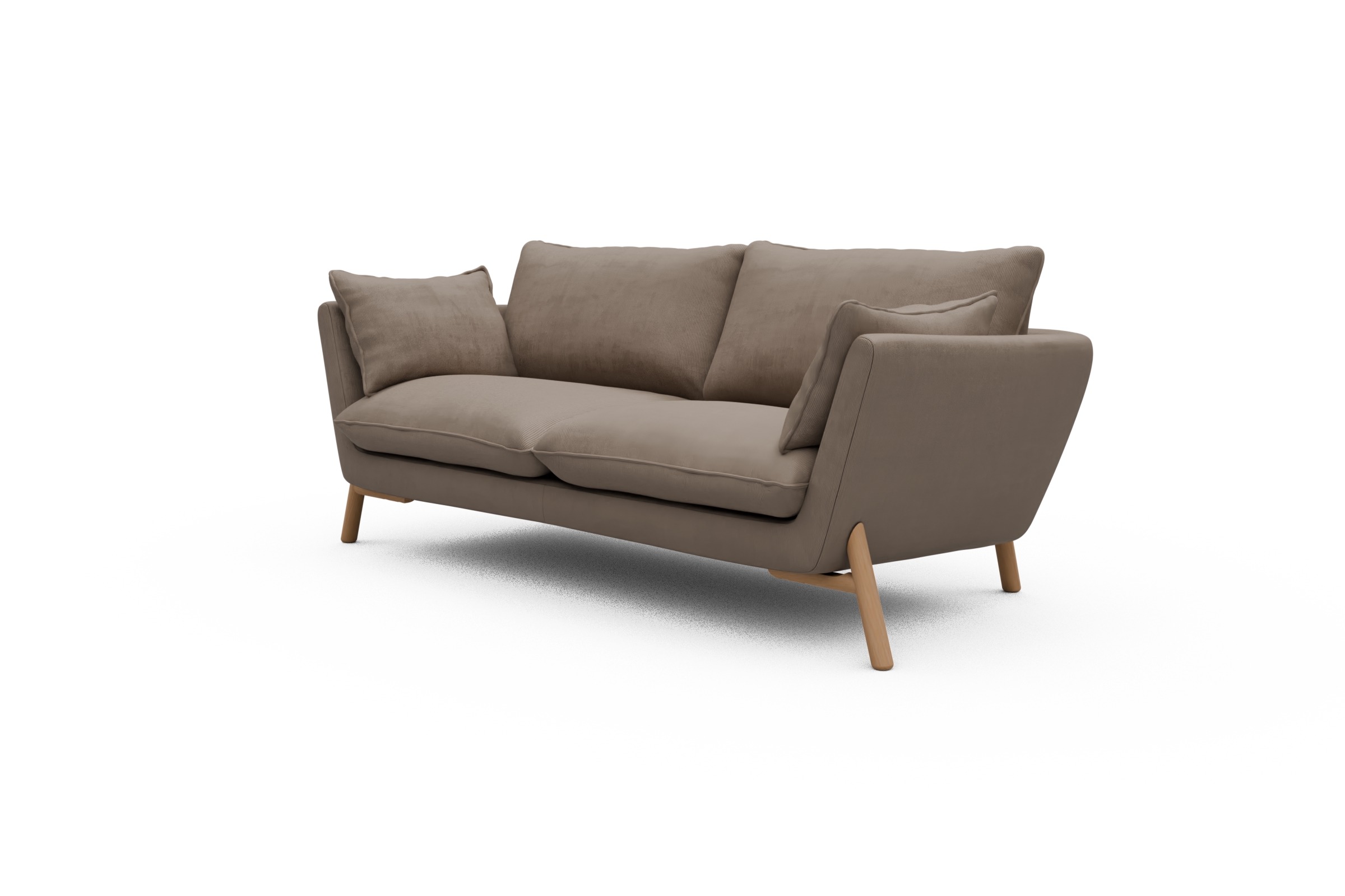 Sofa Emil 2-Sitzer Beinfarbe Eiche Natur Cordufine-Beige
