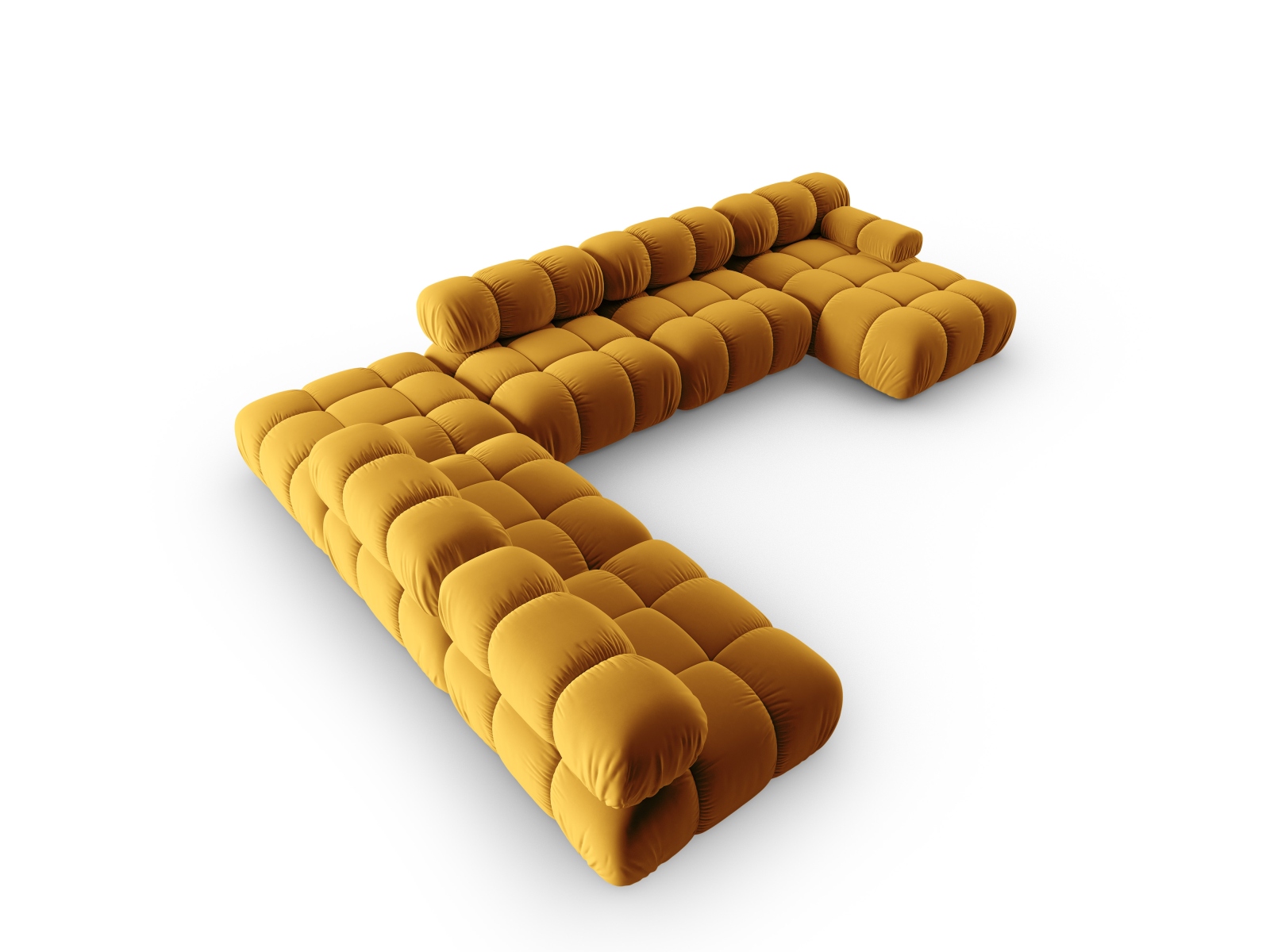 Micadoni Modulares Panorama Ecksofa Bellis 7-Sitzer Links Samt Bluvel Gelb
