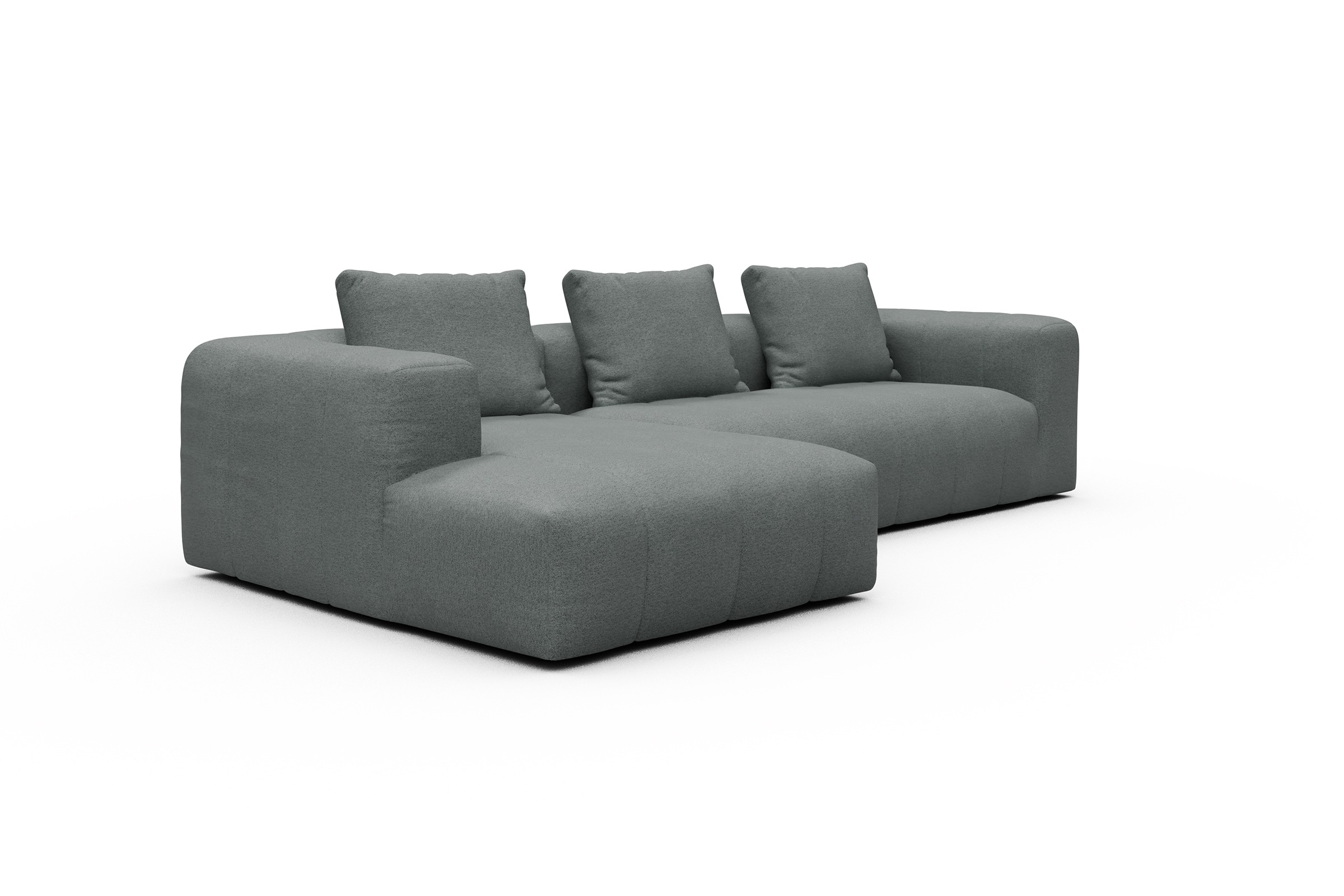 Ecksofa Hugo 2,5-Sitzer Armlehne rechts mit Chaiselongue Denari-Soft-Grey