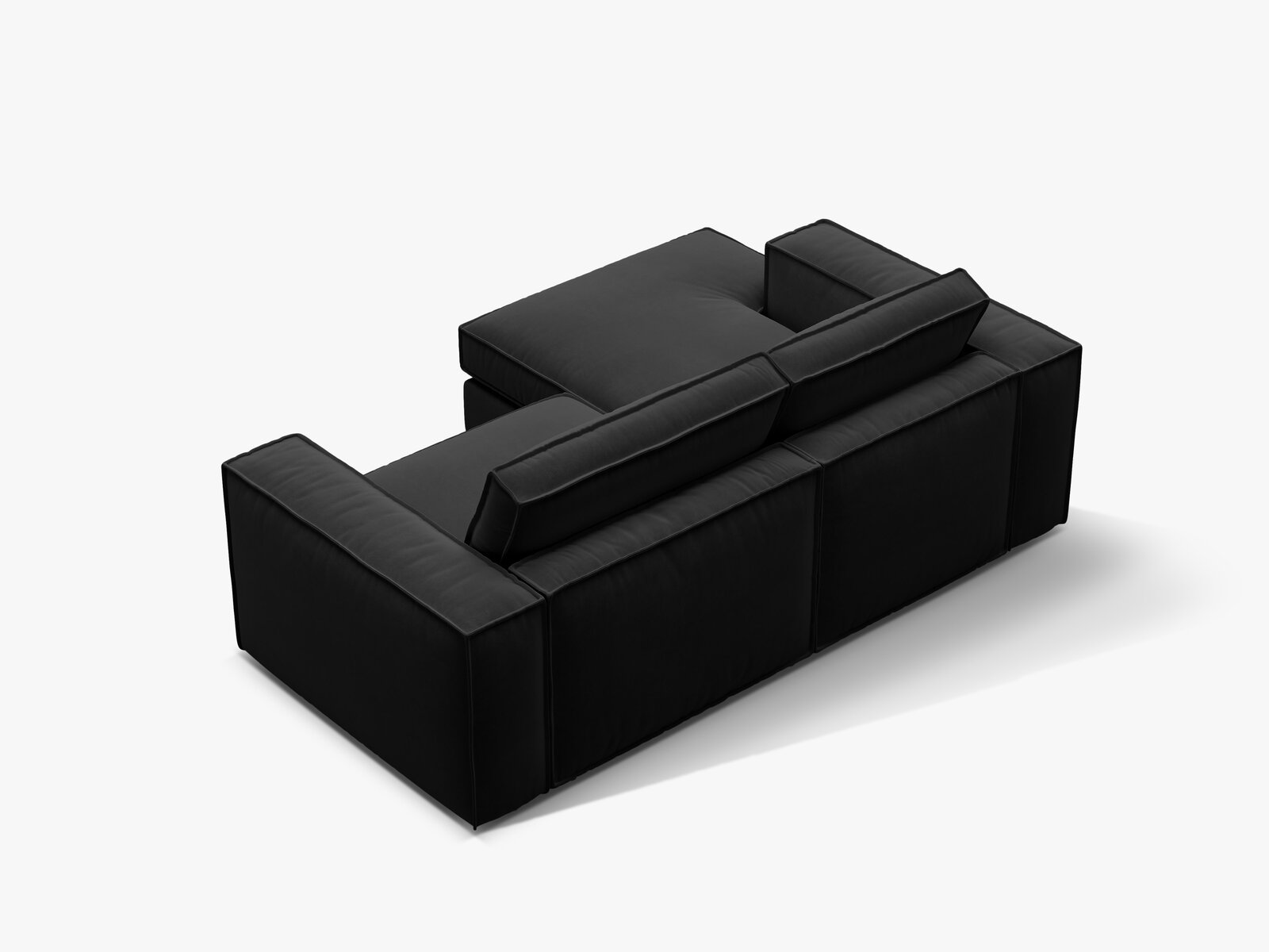 Micadoni modulares Ecksofa Pola 2-Sitzer kleine Version Links Samt Salvador Schwarz