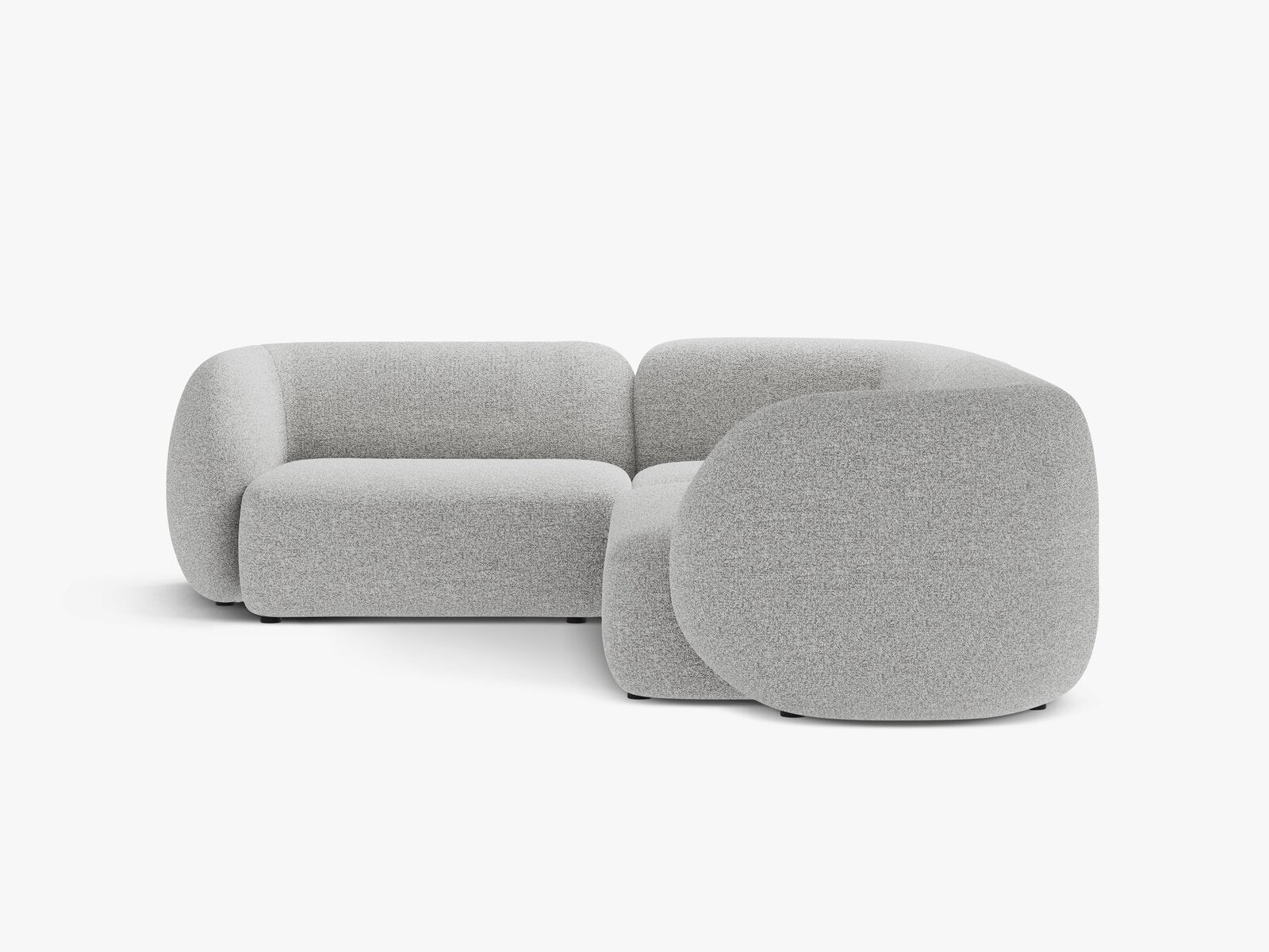 Micadoni Ecksofa Kate 4-Sitzer Links Strukturierter Stoff Hellgrau Melange