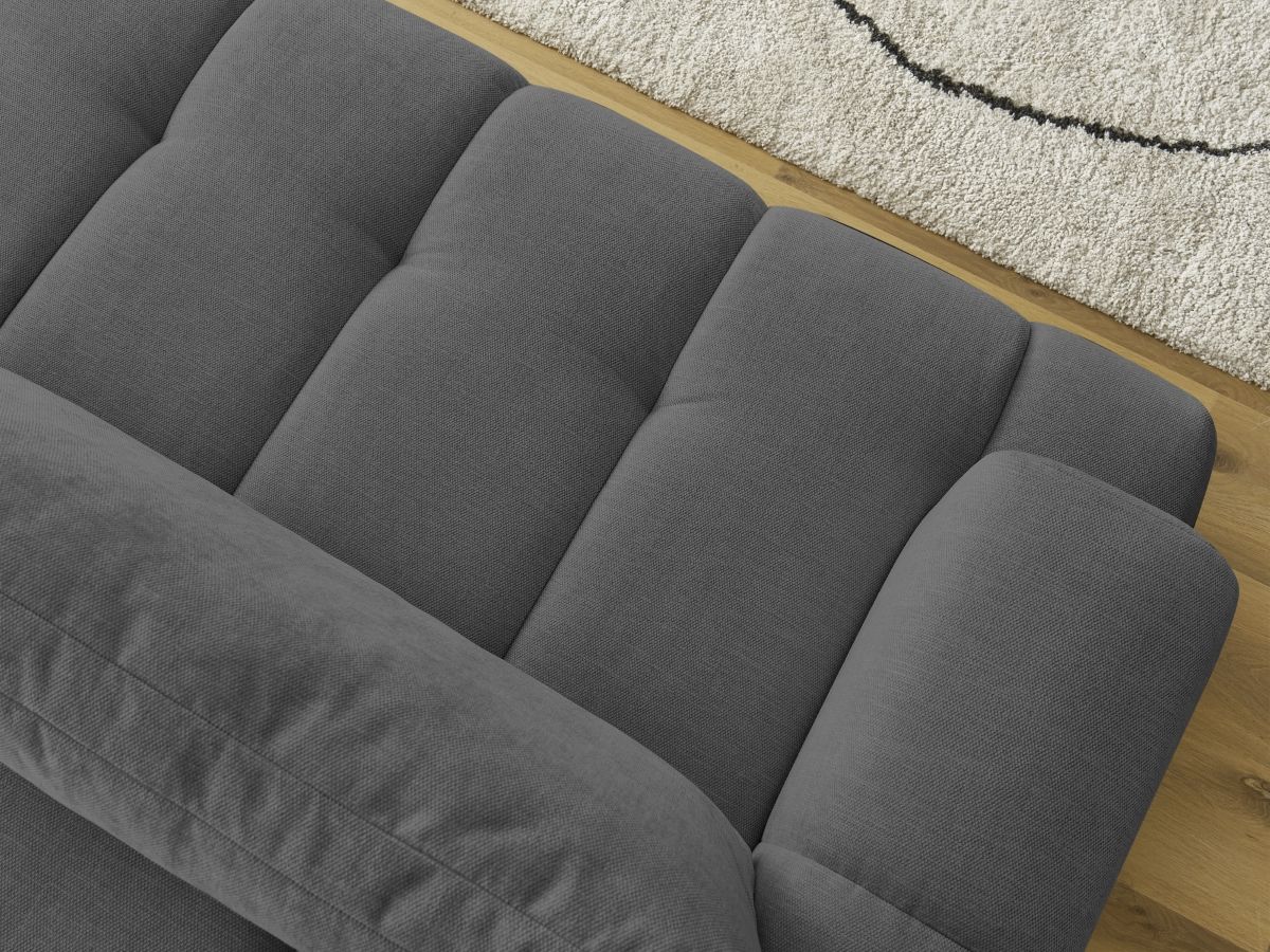 Bobochic Fuji Schlafsofa 3-Sitzer mit Bettkasten Stoff Dunkelgrau