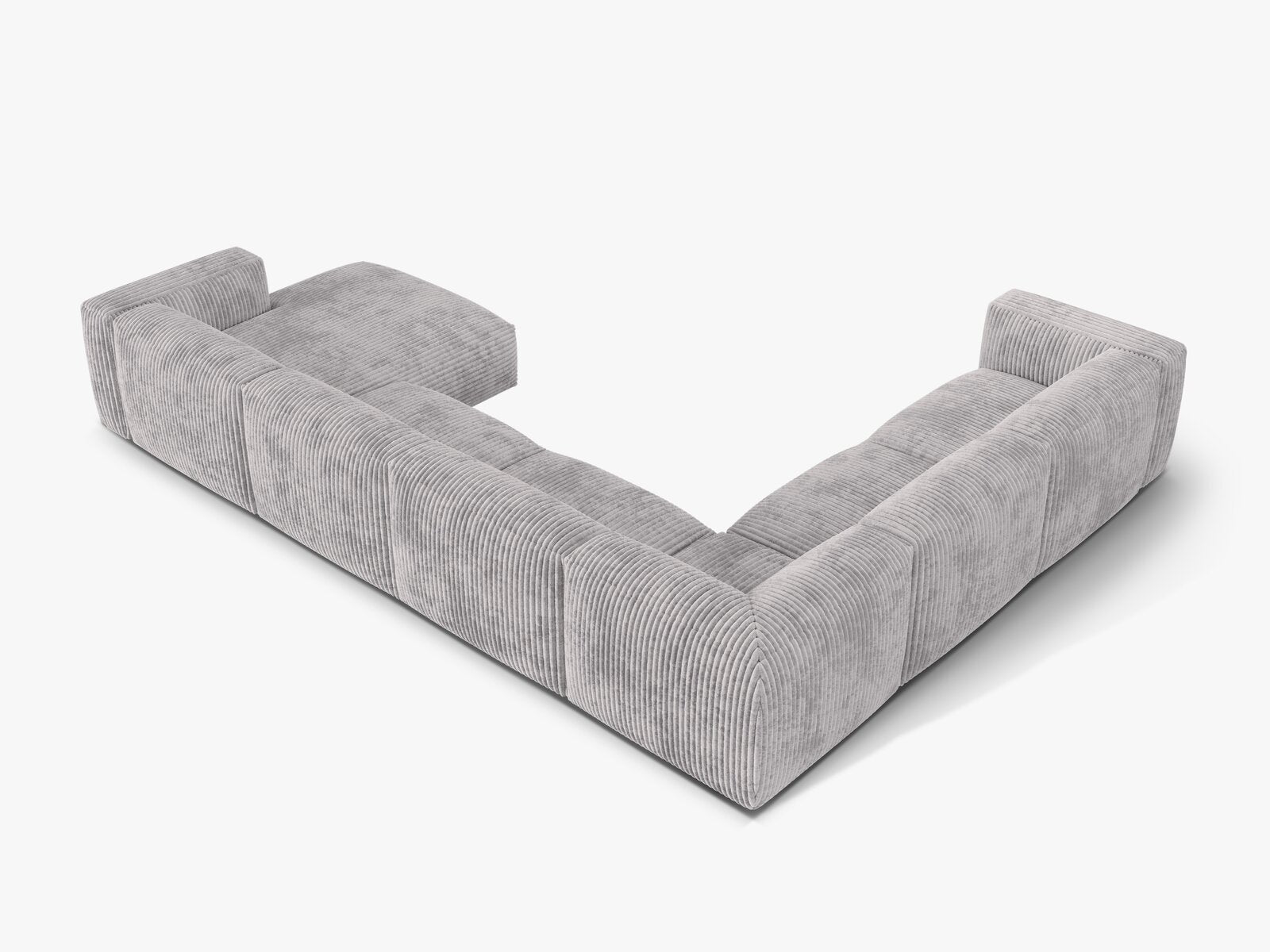 Micadoni modulares Ecksofa XL Martina 6-Sitzer Links Kord Tilia Hellgrau