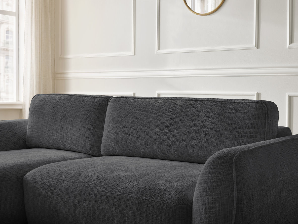 Bobochic Denise Ecksofa mit Schlaffunktion und Bettkasten 258 × 160 cm Strukturstoff Schwarz Ecke links