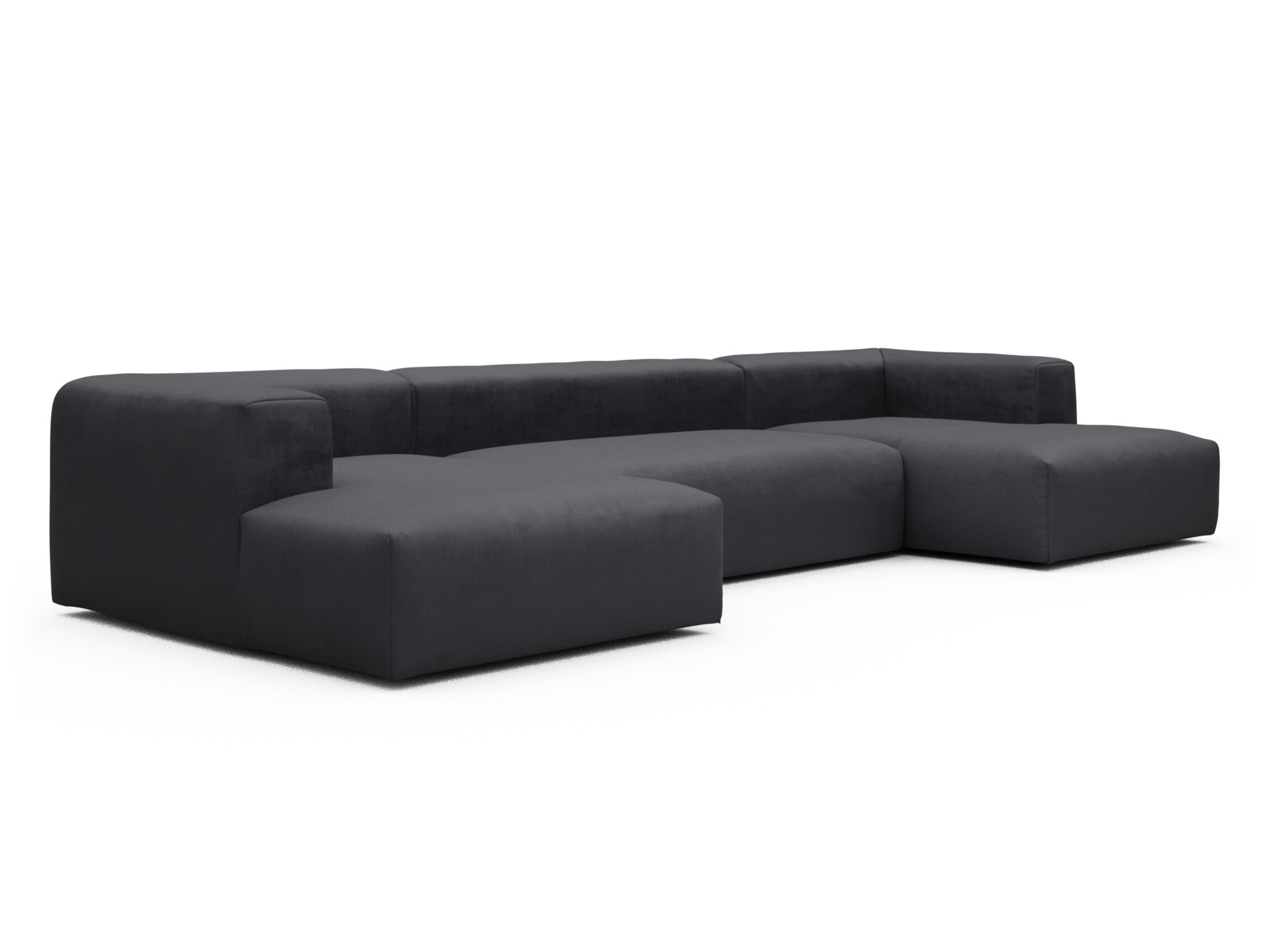 Skandi Home Wohnlandschaft Fred mit 2-Sitzer und Chaiselongue beidseitig Cordufine-Slate-Grey moebelfaktor