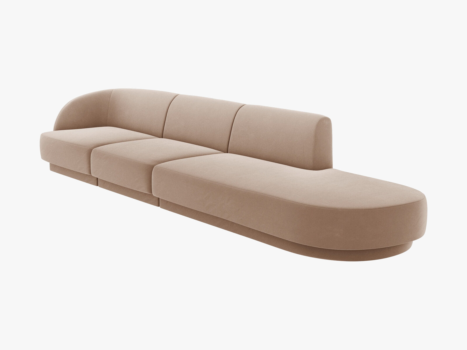 Micadoni Sofa Miley 4-Sitzer Rechts Samt Bluvel Cappuccino