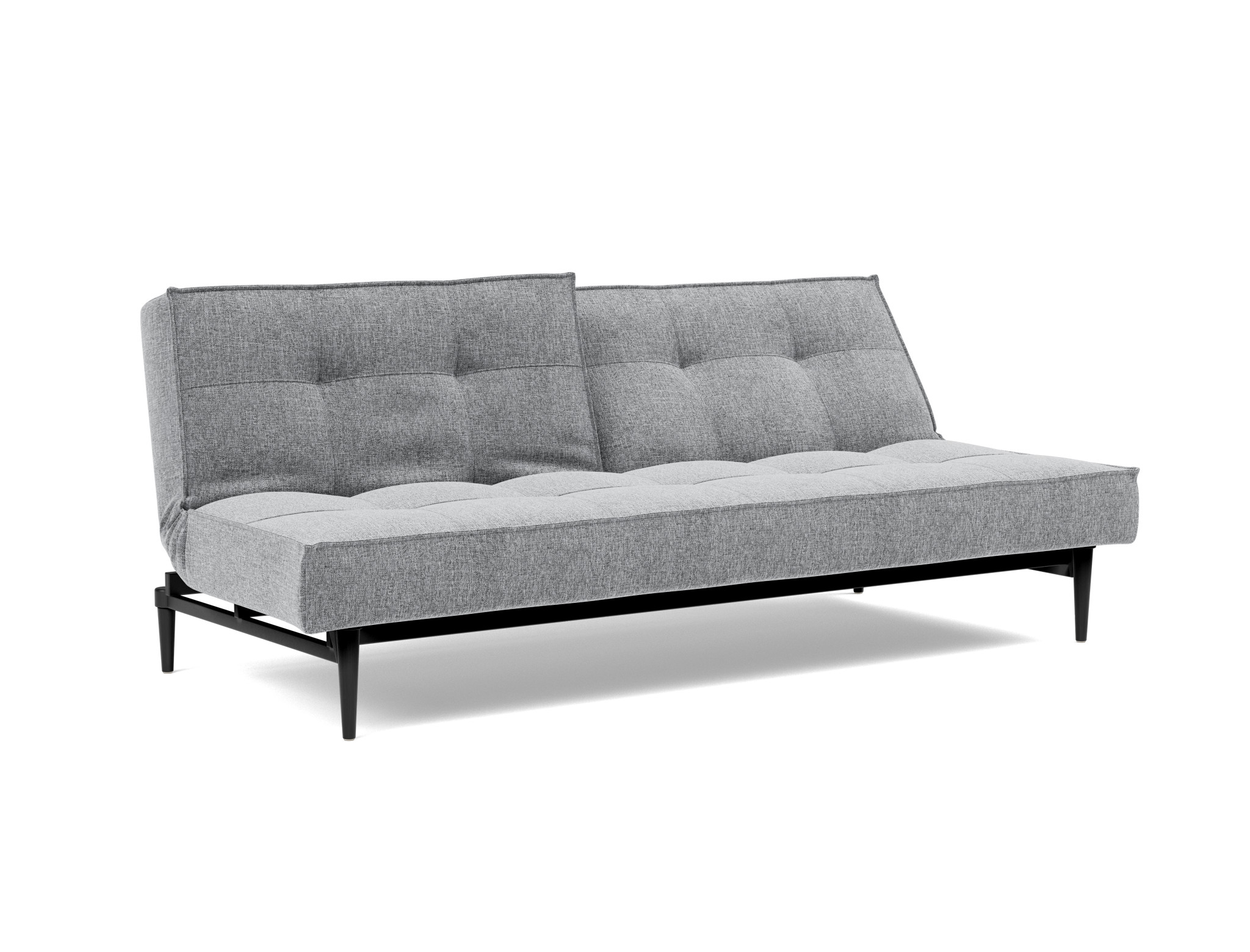 Schlafsofa Splitback Strukturierter Stoff Twist 565-Granite Beine Styletto Eiche schwarz