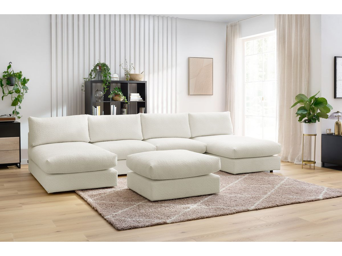 Bobochic Paris Wohnlandschaft Bouclé-Stoff Weiß