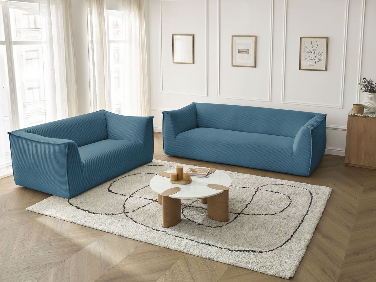 Bobochic Giorgia Sofa 5-Sitzer 412 × 100 cm Cordsamt Hellblau