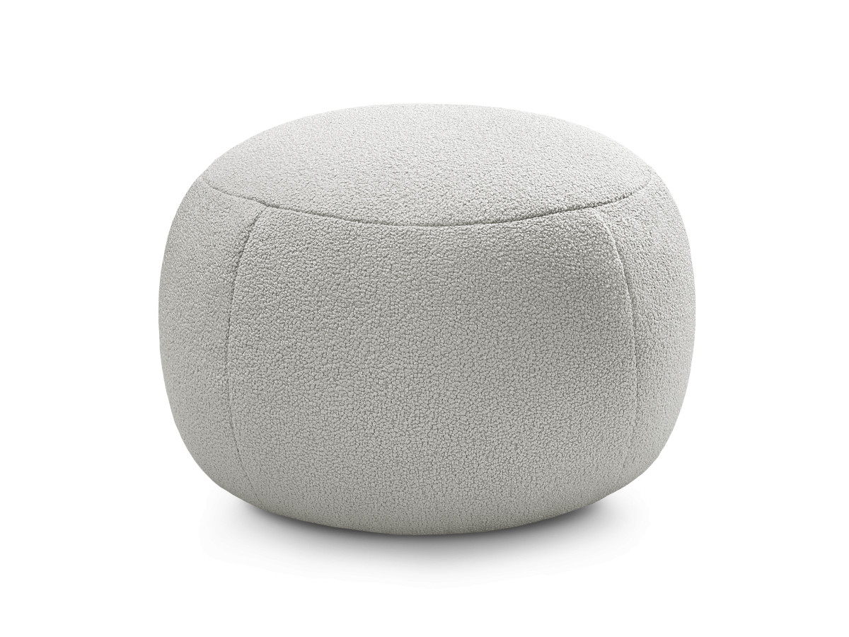 Bobochic Hayden Pouf, rund Bouclé-Stoff Hellgrau, 60 cm