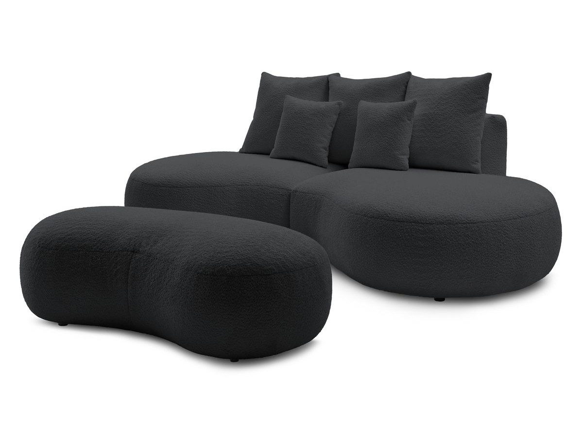 Bobochic Saint-germain Sofa 5-Sitzer mit Pouf Bouclé-Stoff Dunkelgrau