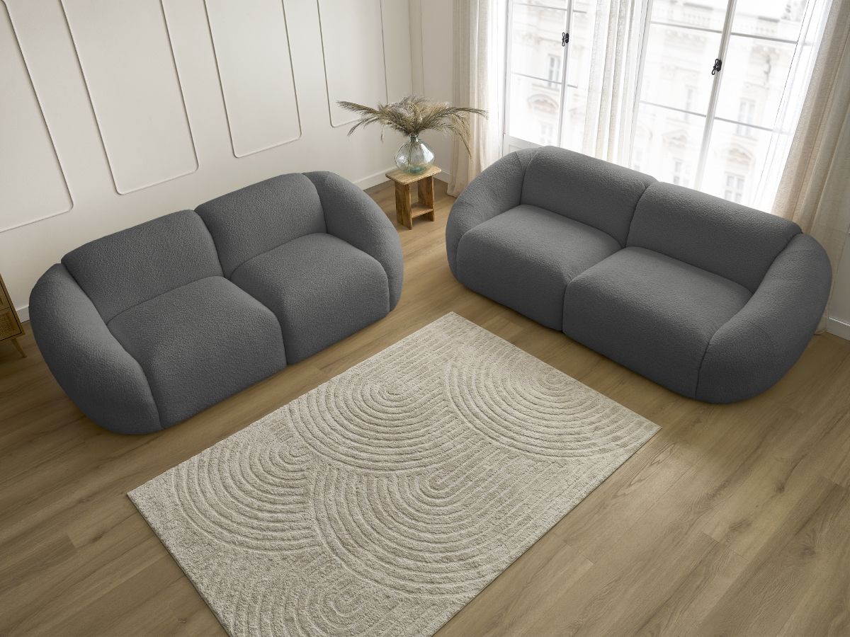 Bobochic Tina Sofa 5-Sitzer Bouclé-Stoff Dunkelgrau
