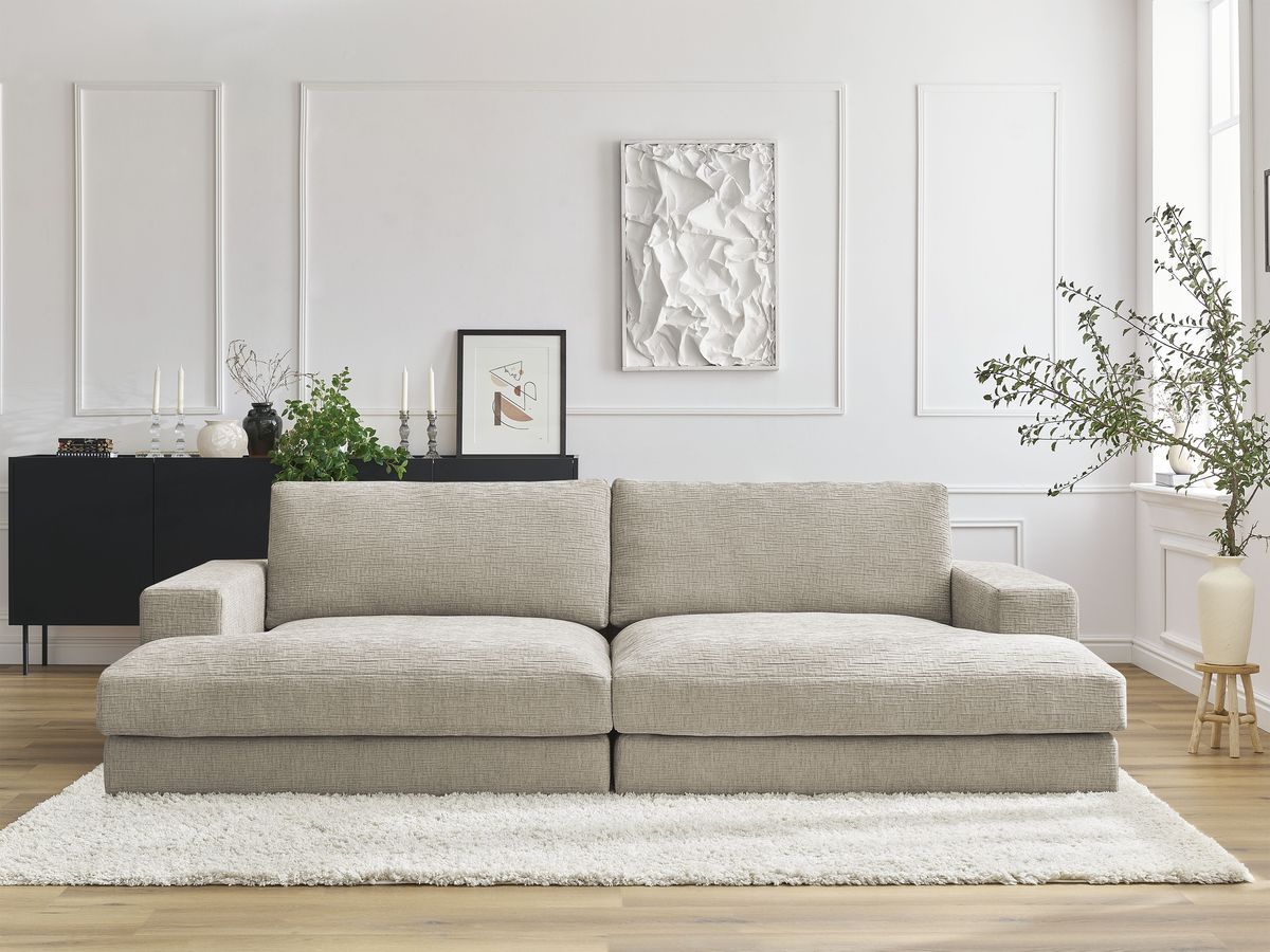 Bobochic Leonard Sofa 4-Sitzer 234 × 159 cm Strukturstoff Beige