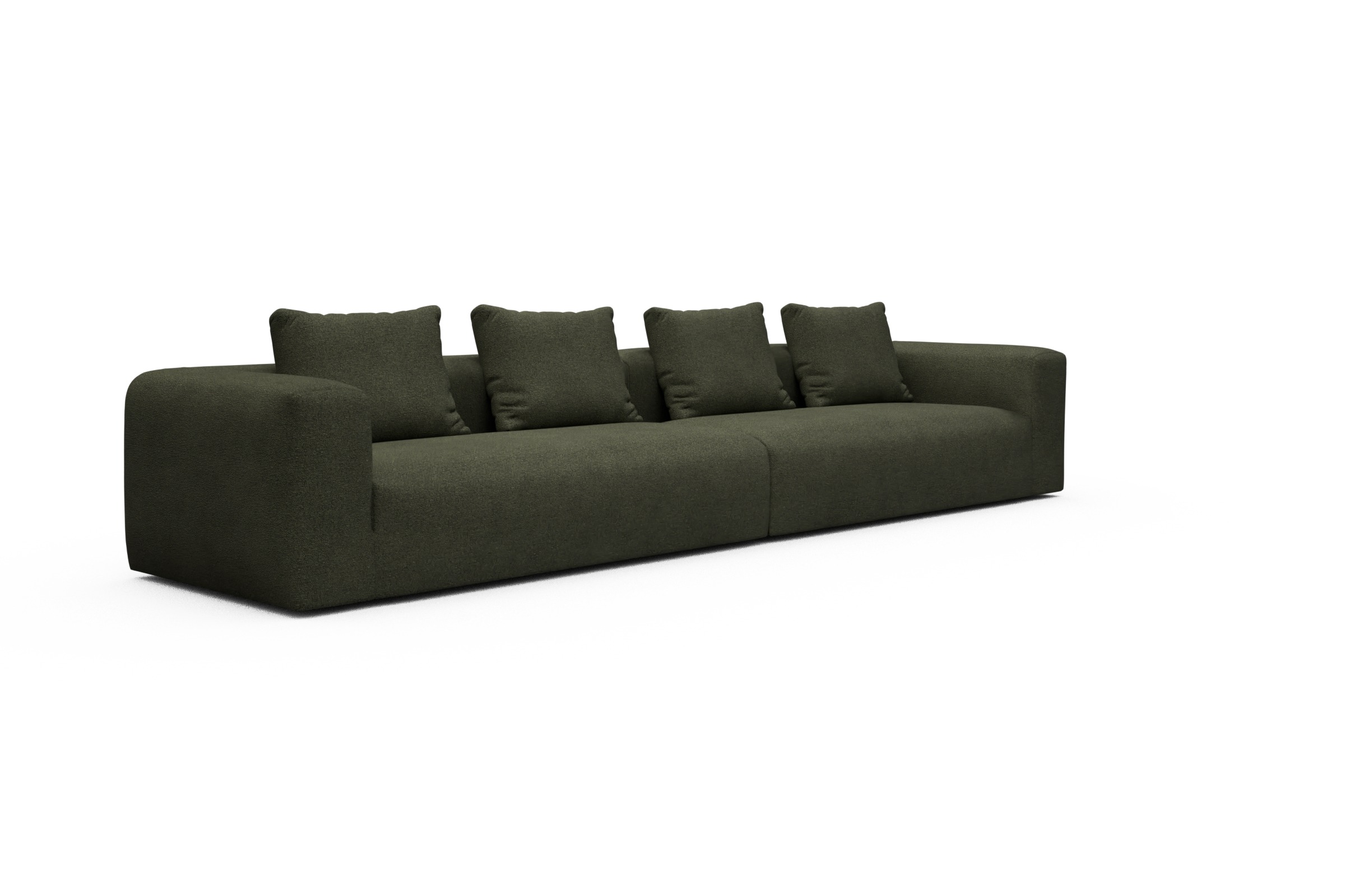 Sofa Modulares XXL Sofa Fred 5-Sitzer Boucle-Forest-Green