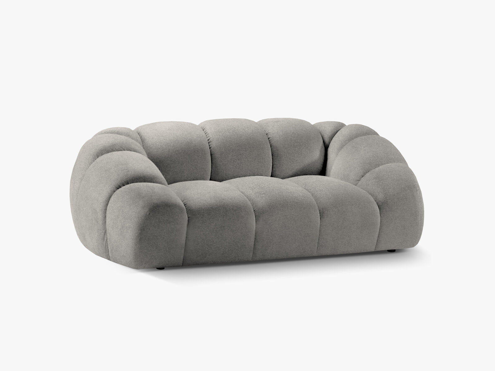 Micadoni Sofa Diana 2-Sitzer Strukturierter Samtstoff Hellgrau