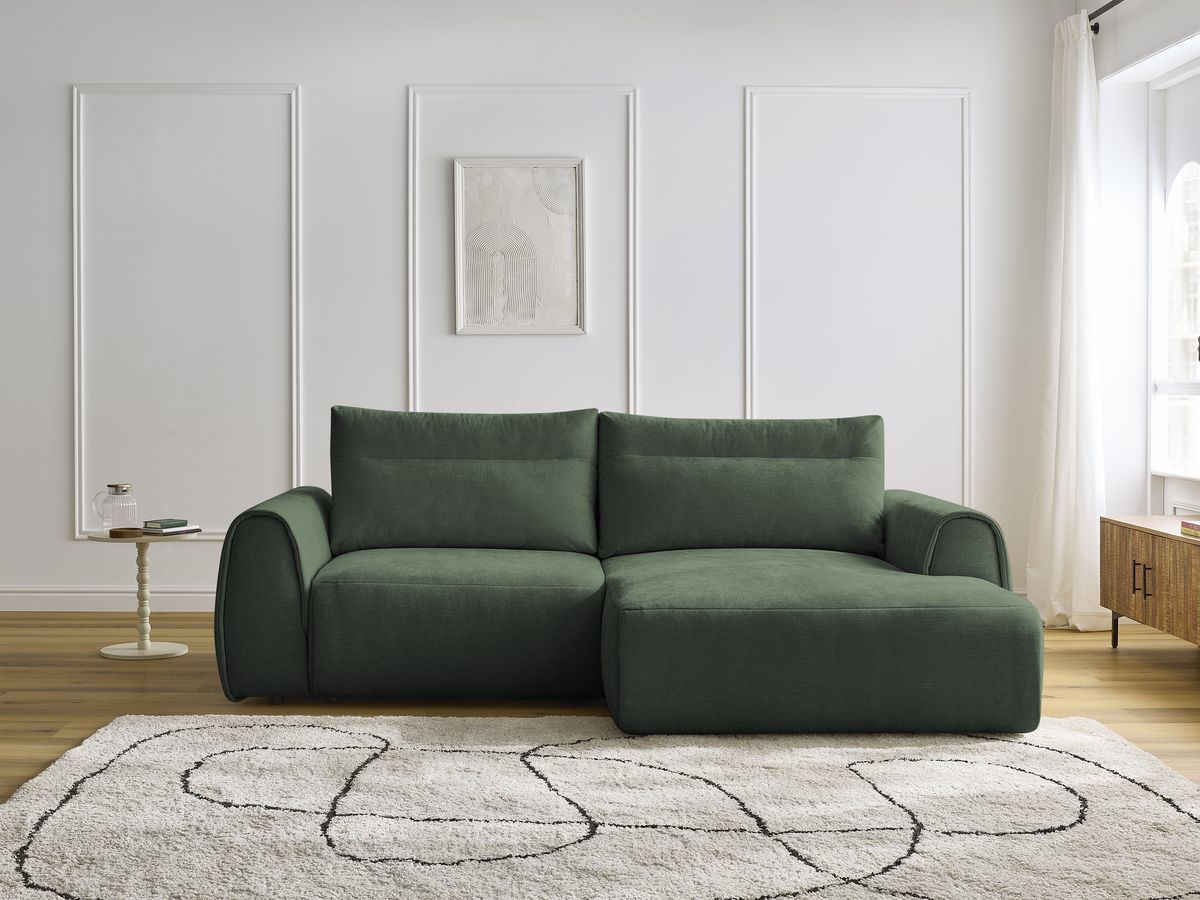 Bobochic Aden Ecksofa 246 × 152 cm Stoff Grün Ecke rechts