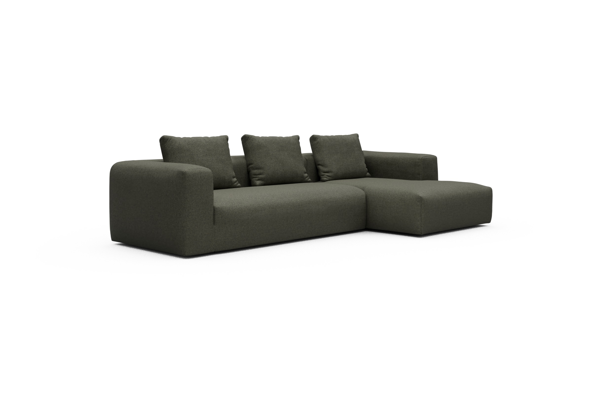 Ecksofa Fred Chaiselongue rechts mit 2,5-Sitzer Sama-Winter-Moss