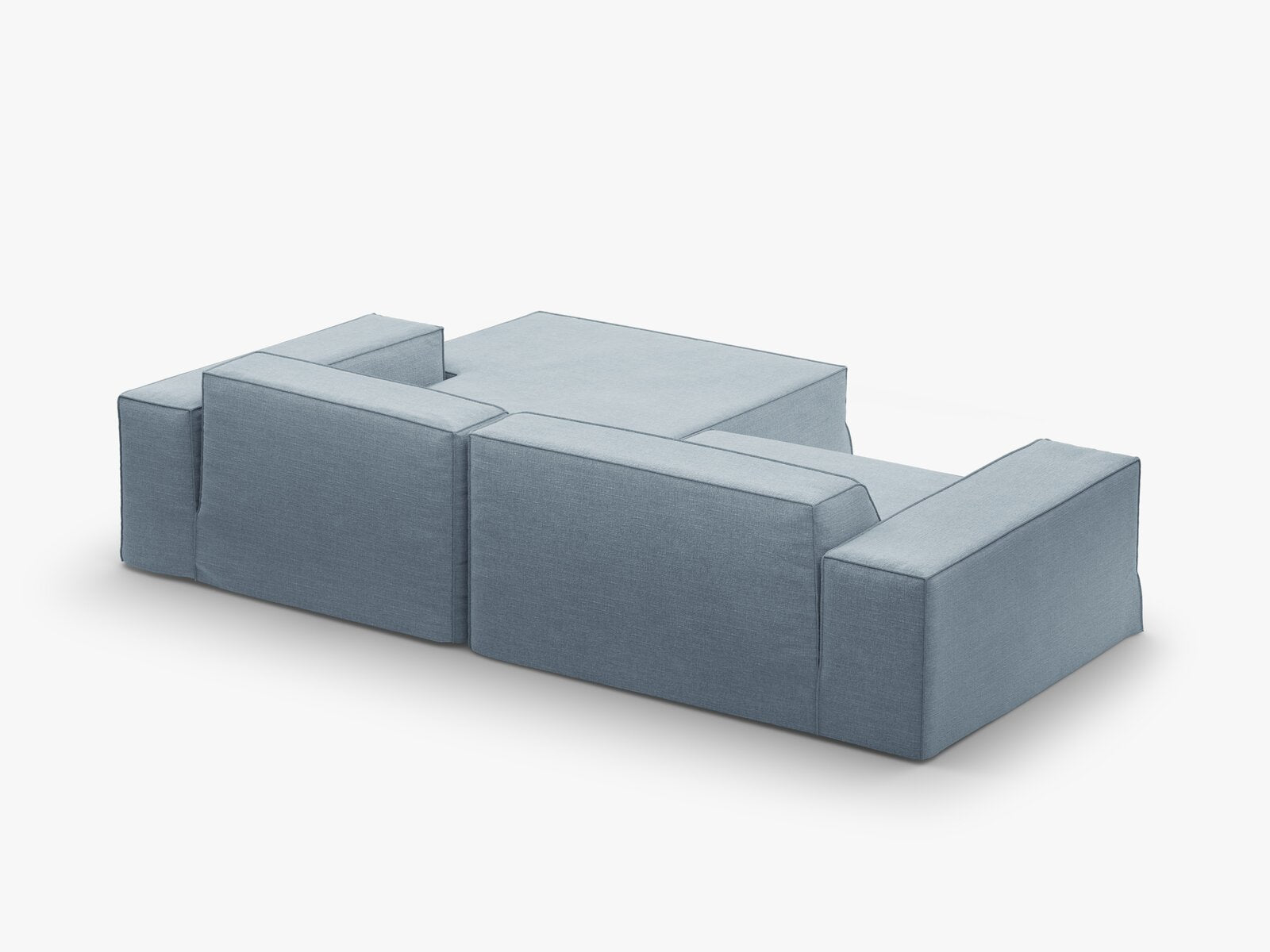 Micadoni Ecksofa Jodie 3-Sitzer Rechts Strukturierter Stoff Lins Gedämpftes Blau