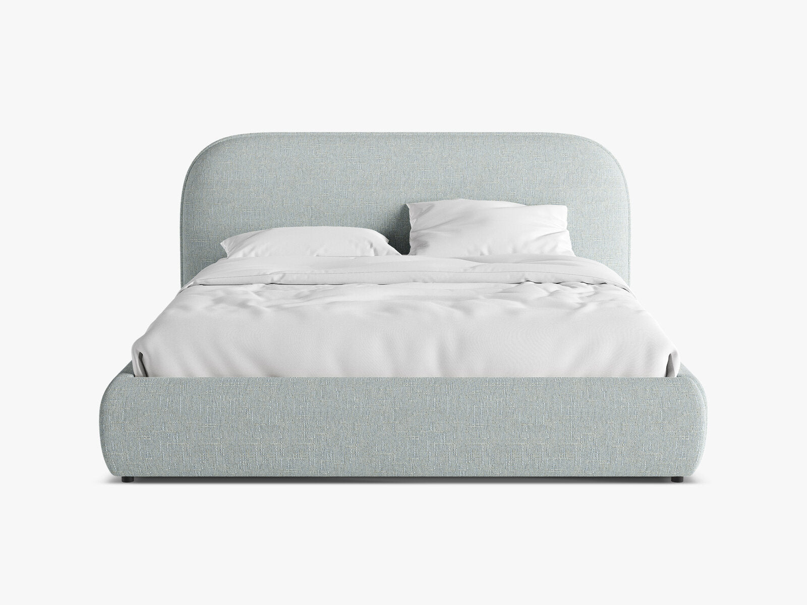 Micadoni Murada Bett mit Bettkasten und Kopfteil Chenille Tracy Satinblau 180x200