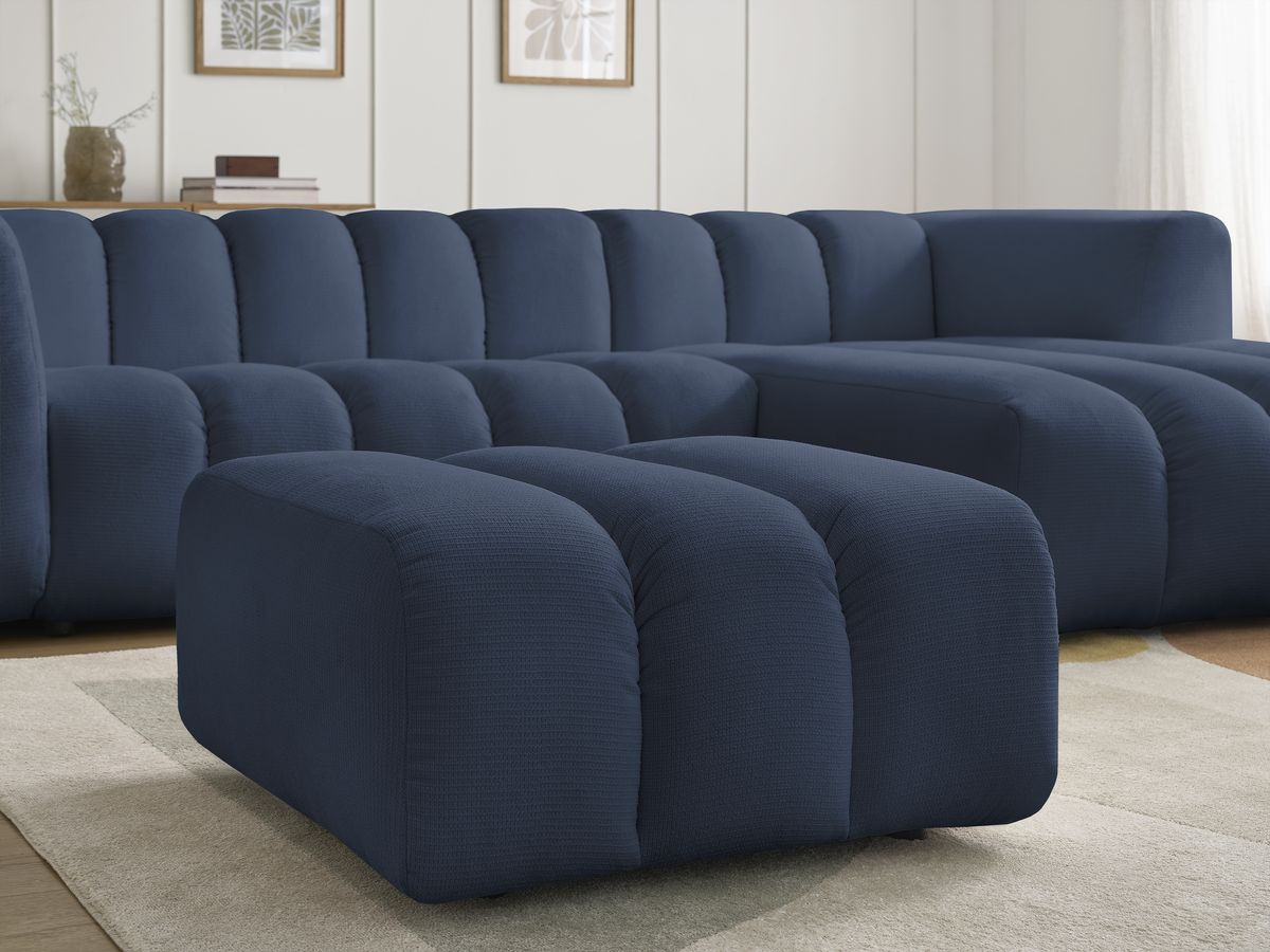 Bobochic Talia Ecksofa mit Pouf Melange-Stoff Dunkelblau Ecke rechts